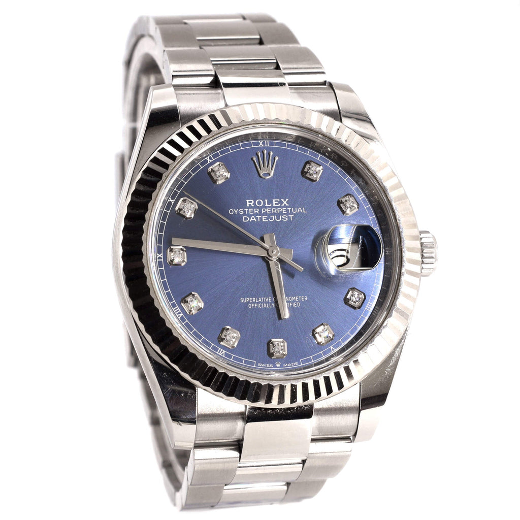Oyster Perpetual Datejust Automatic Watch Stainless Steel and White Gold with Diamond Markers 41