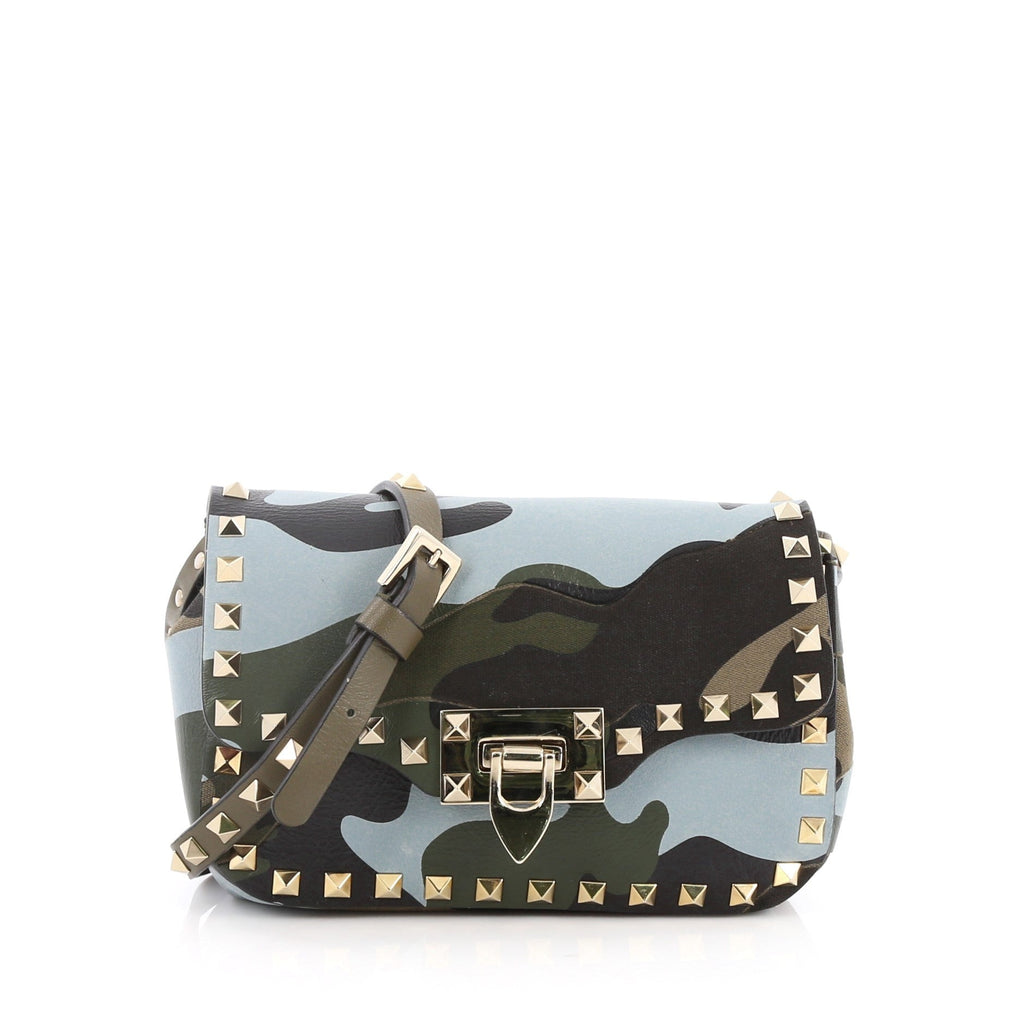 Rockstud Crossbody Bag Camo Leather and Canvas Mini