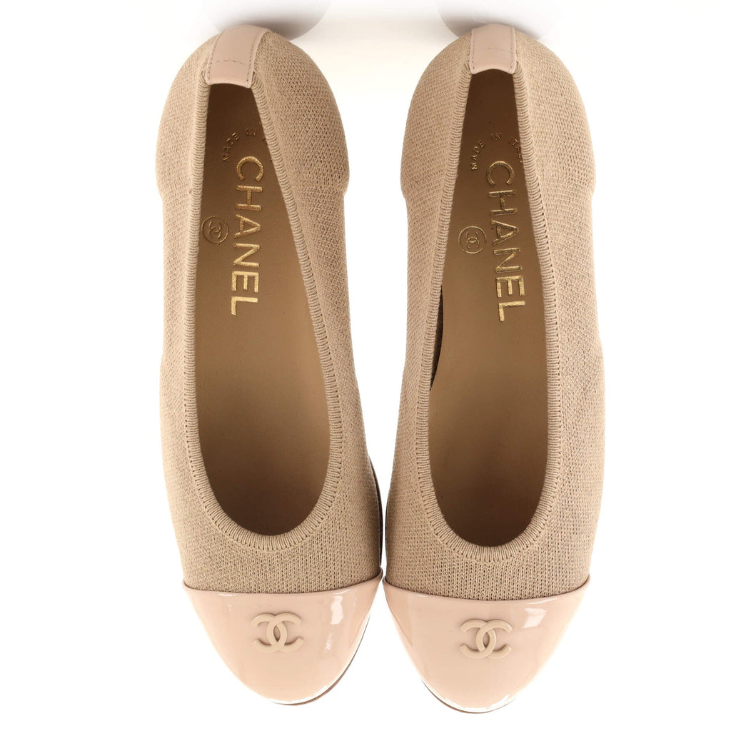 Women's CC Cap Toe Ballerina Flats Knit with Patent