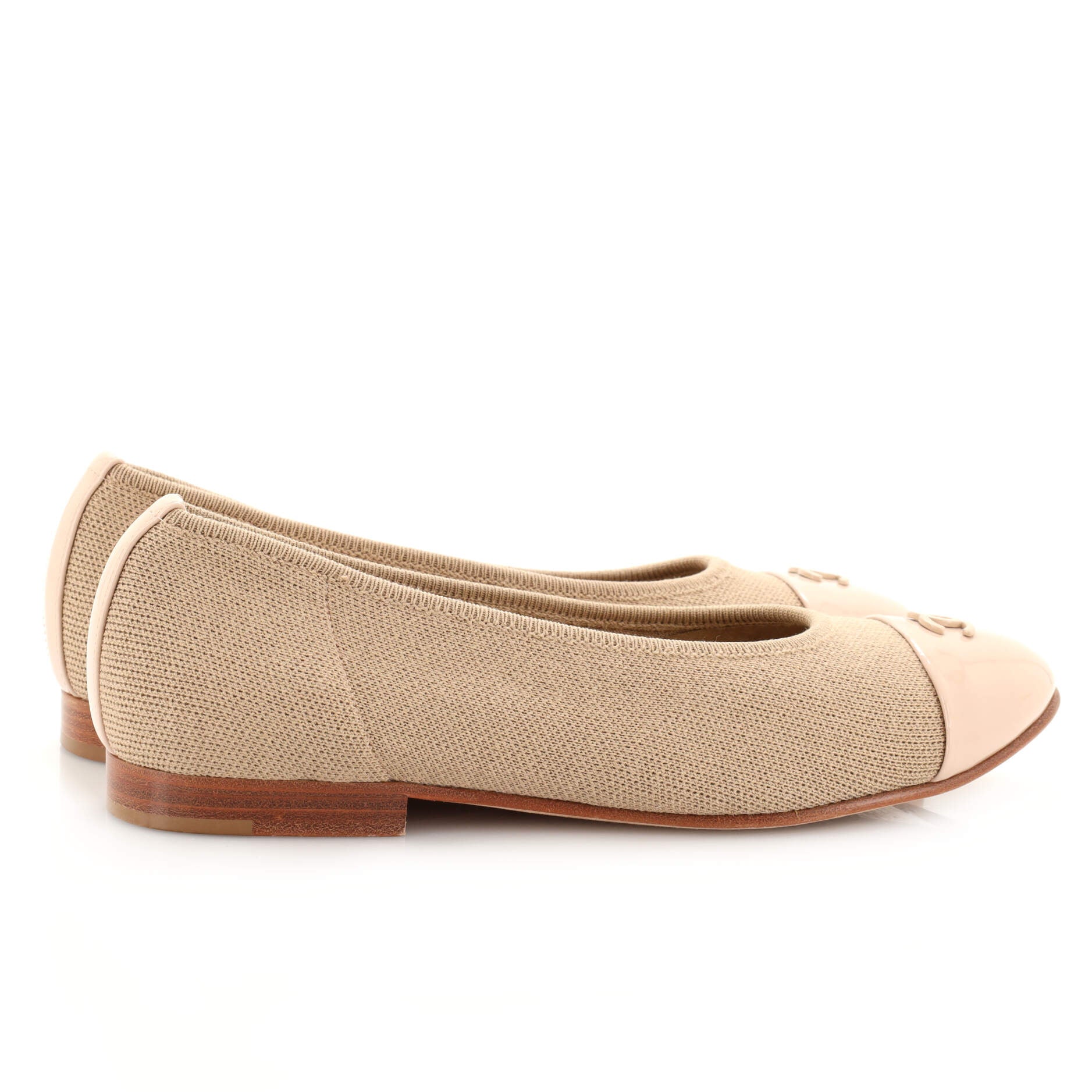 Women's CC Cap Toe Ballerina Flats Knit with Patent