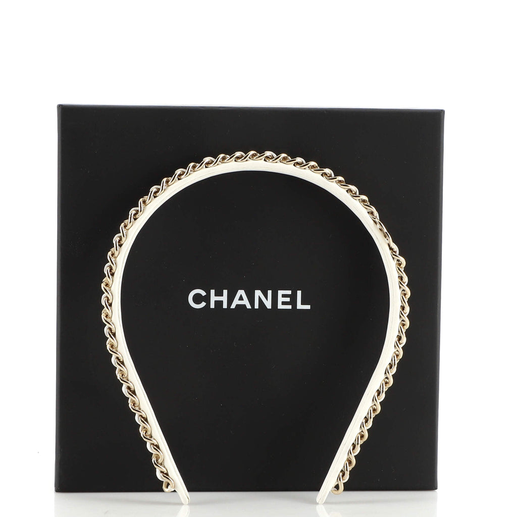 CC Chain Headband Leather and Metal