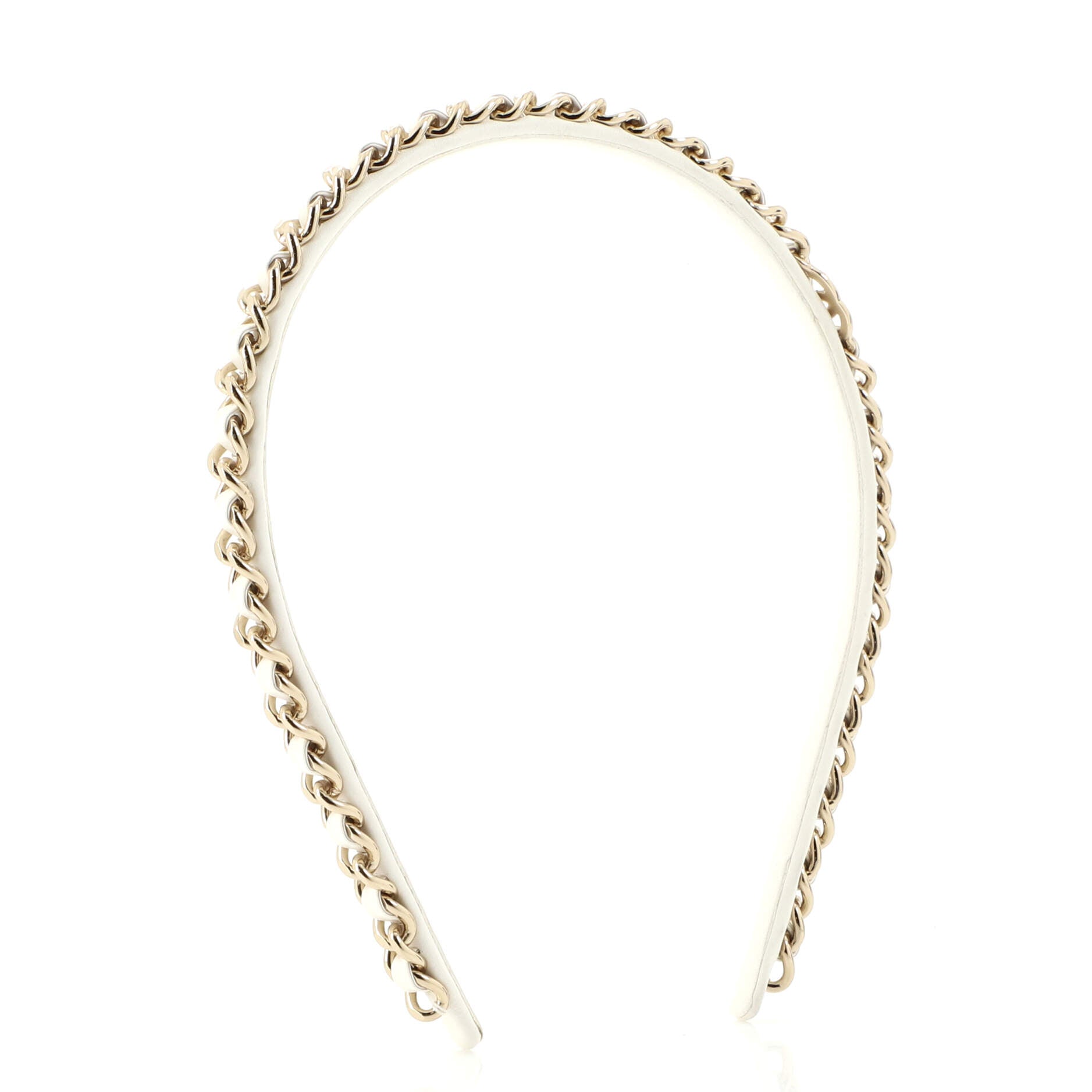 CC Chain Headband Leather and Metal