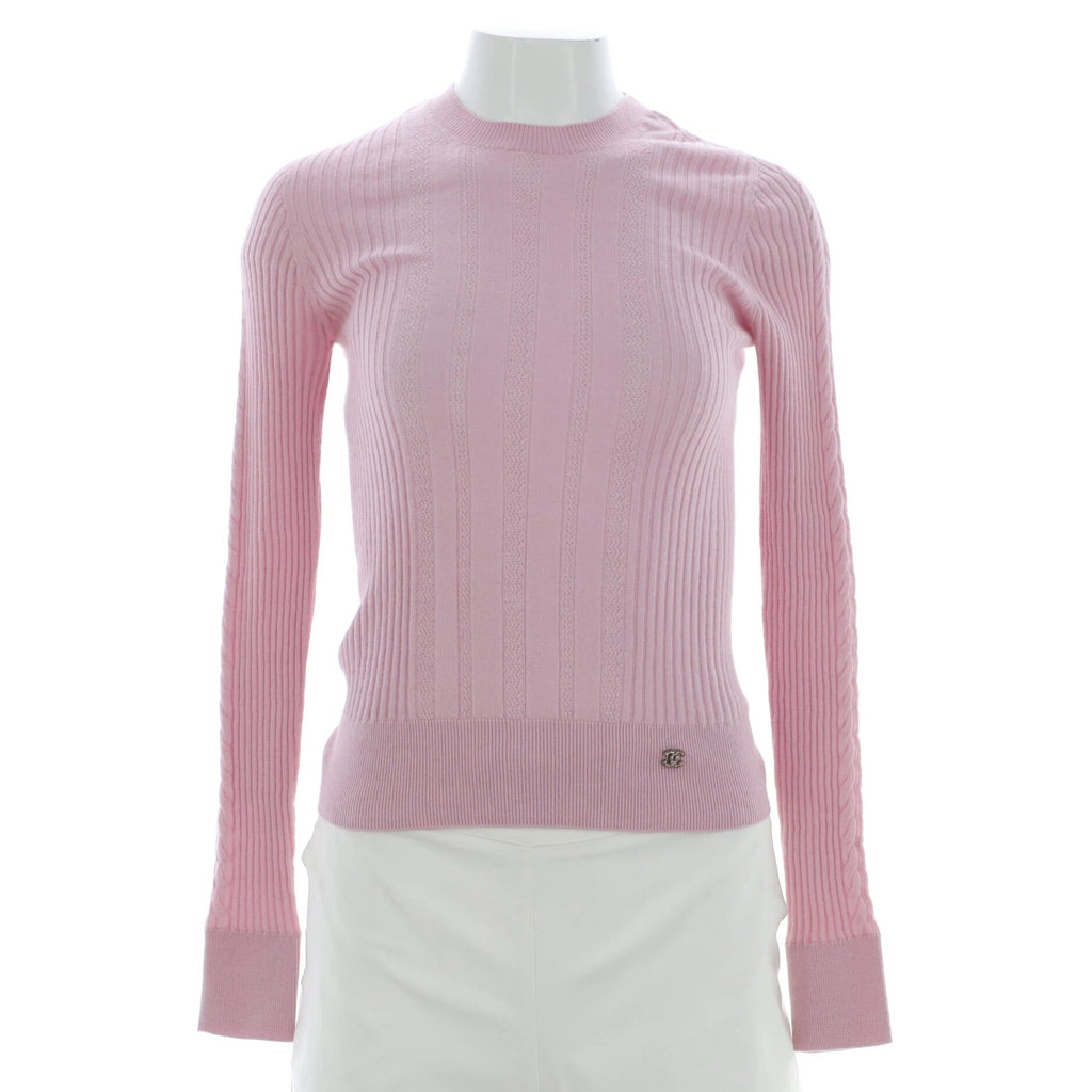 Women's CC Crewneck Pullover Sweater Embellished Cashmere Blend