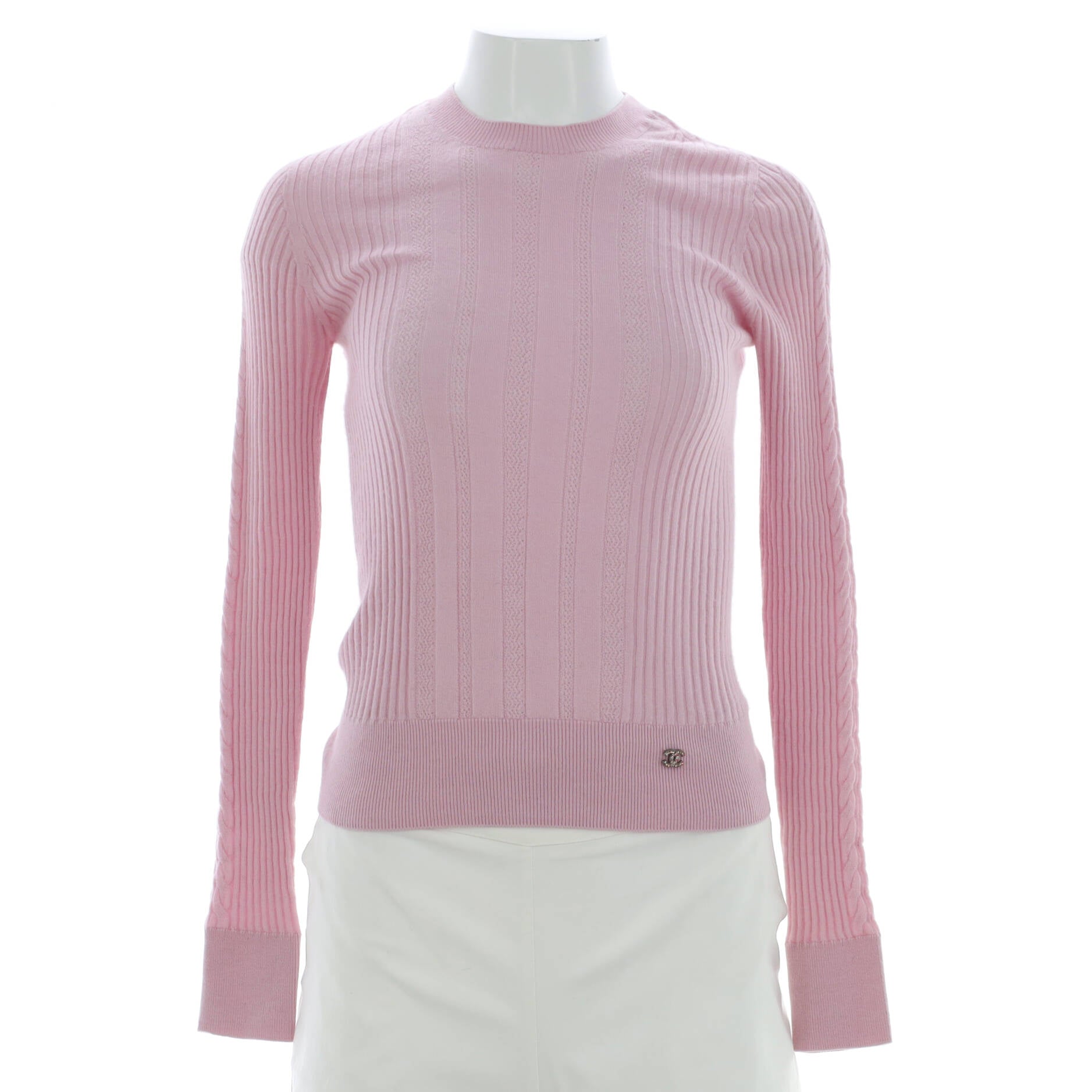 Women's CC Crewneck Pullover Sweater Embellished Cashmere Blend