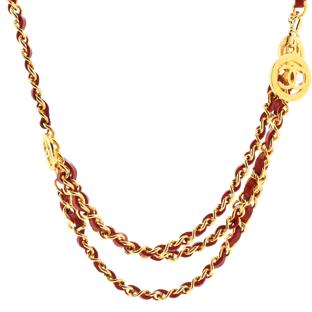 Vintage Multi-Chain Medallion Belt Metal and Leather 85