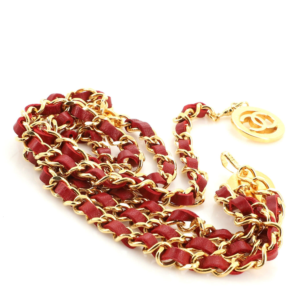 Vintage Multi-Chain Medallion Belt Metal and Leather 85