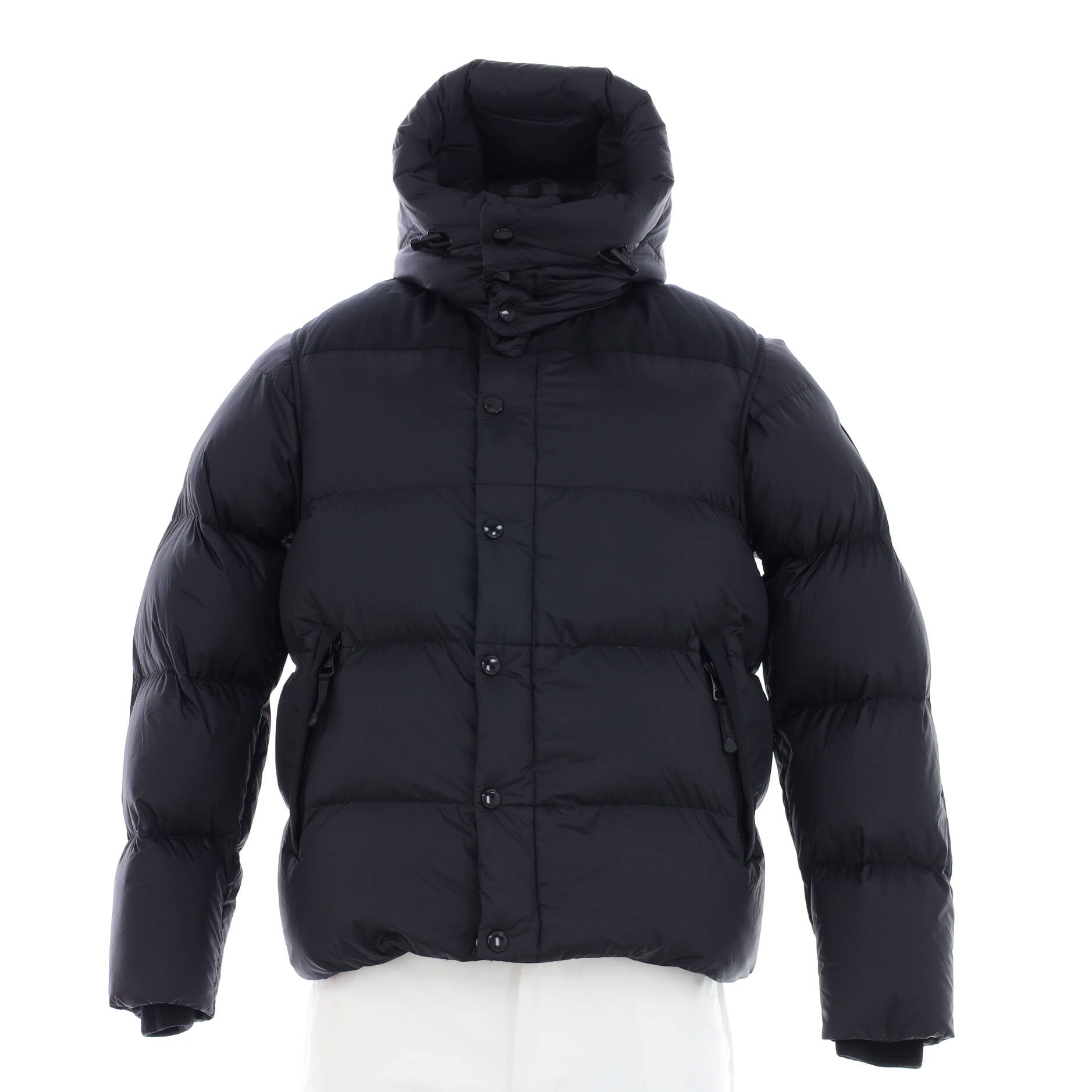Men's Detachable Sleeve Puffer Jacket Quilted Polyamide with Down Blend