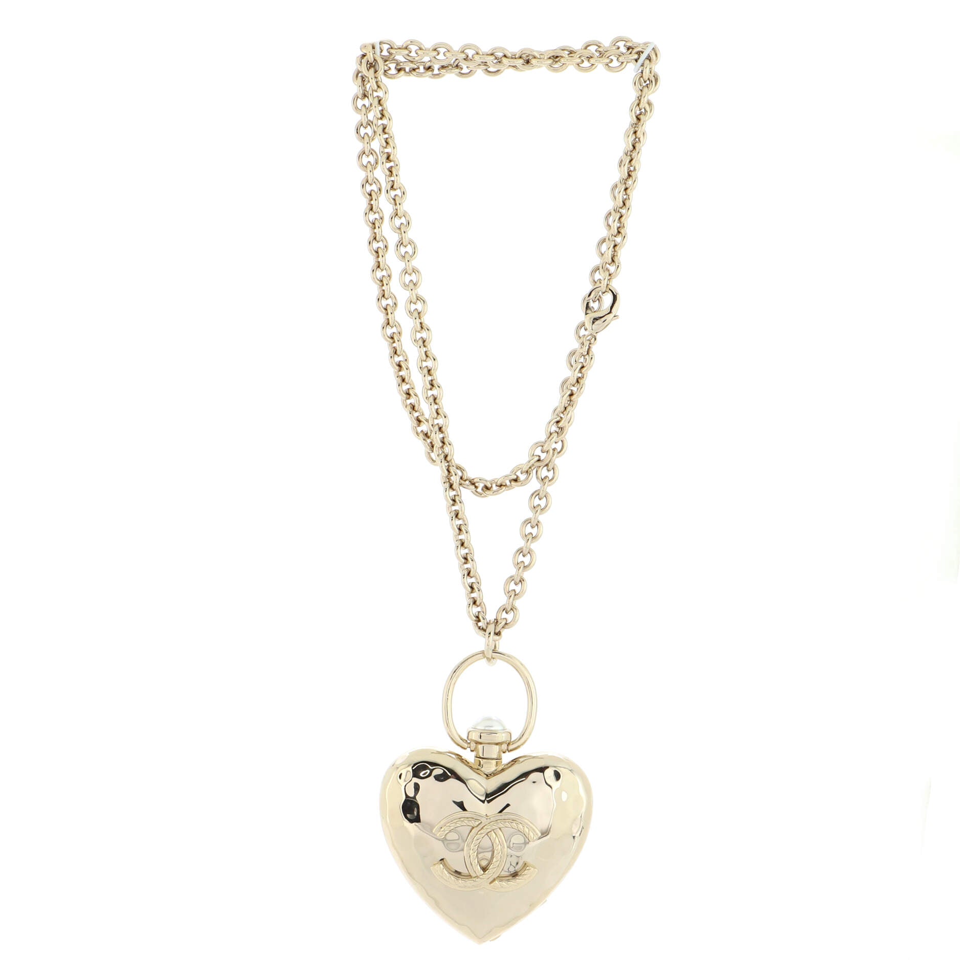 CC Heart Locket Pendant Necklace Metal