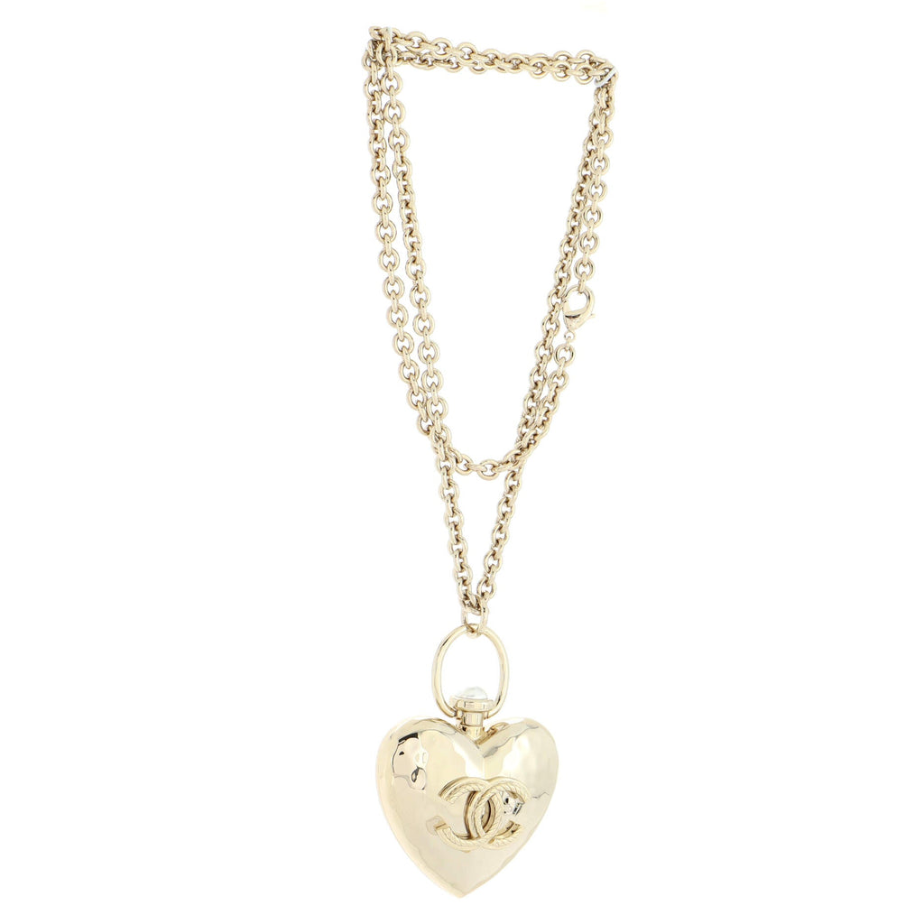 CC Heart Locket Pendant Necklace Metal