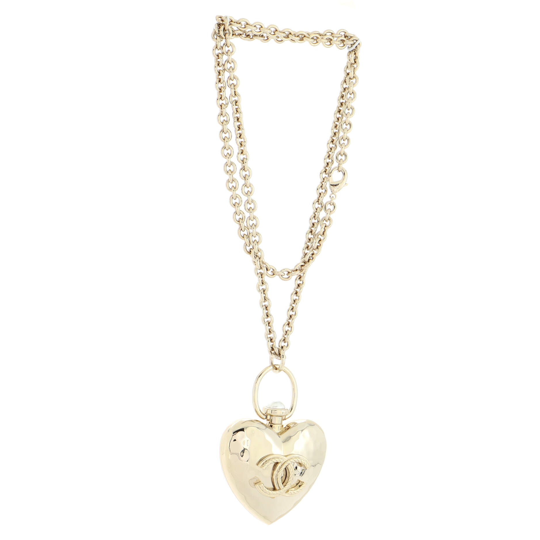 CC Heart Locket Pendant Necklace Metal