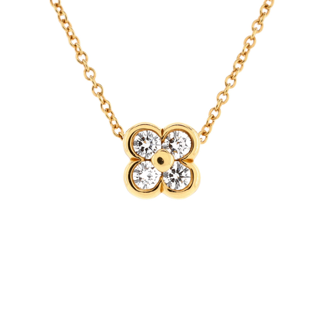 Flower Pendant Necklace 18K Yellow Gold with Diamonds