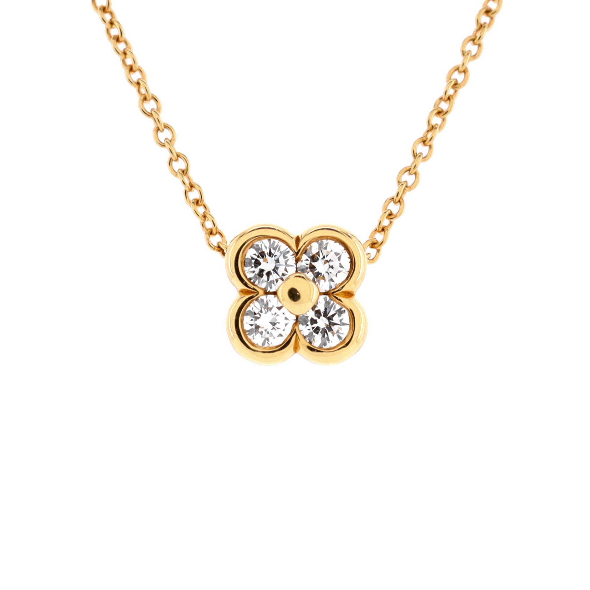Flower Pendant Necklace 18K Yellow Gold with Diamonds