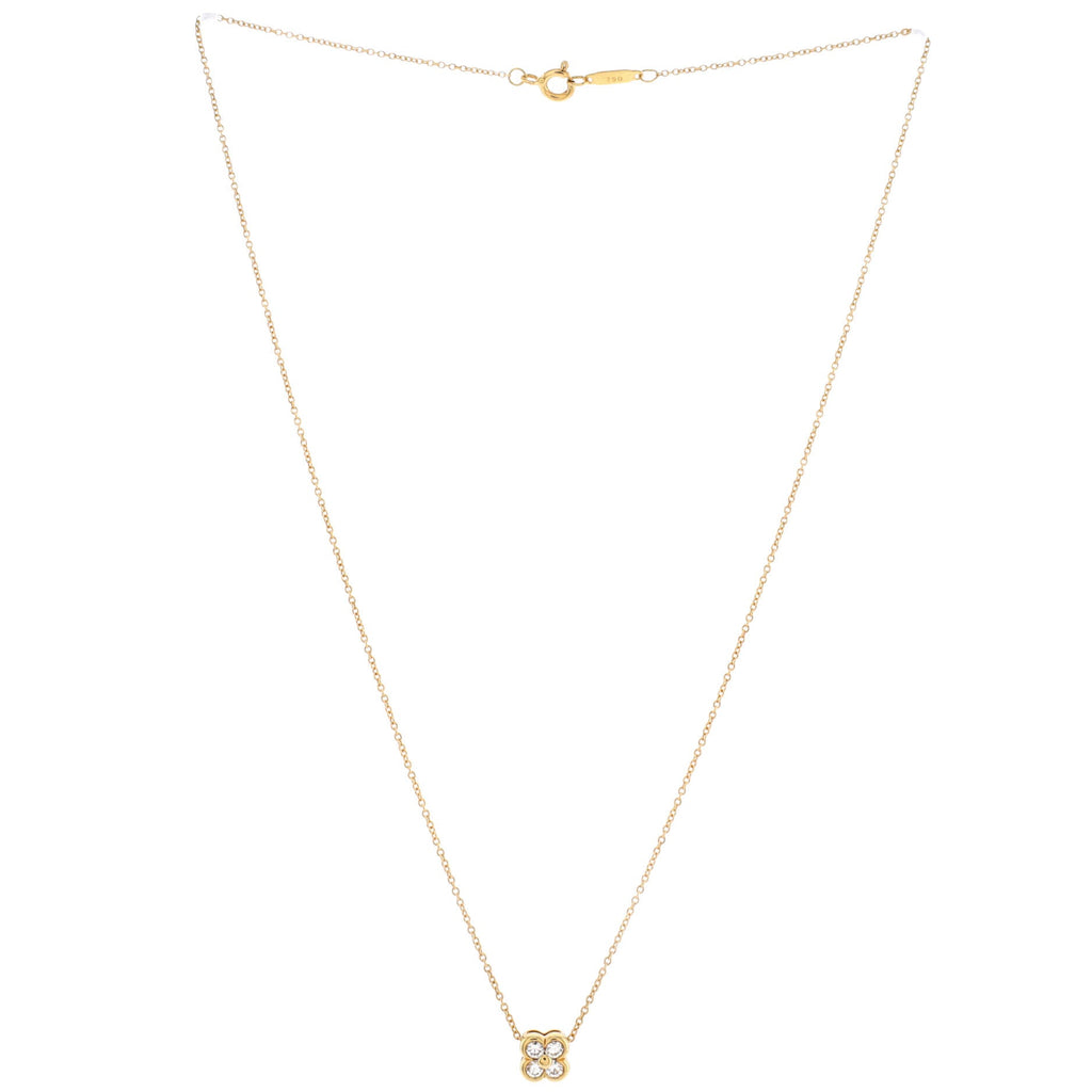 Flower Pendant Necklace 18K Yellow Gold with Diamonds