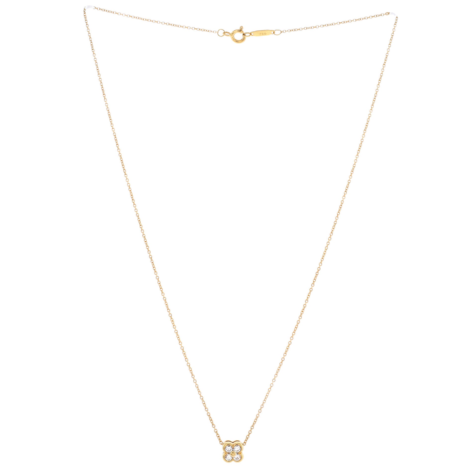 Flower Pendant Necklace 18K Yellow Gold with Diamonds