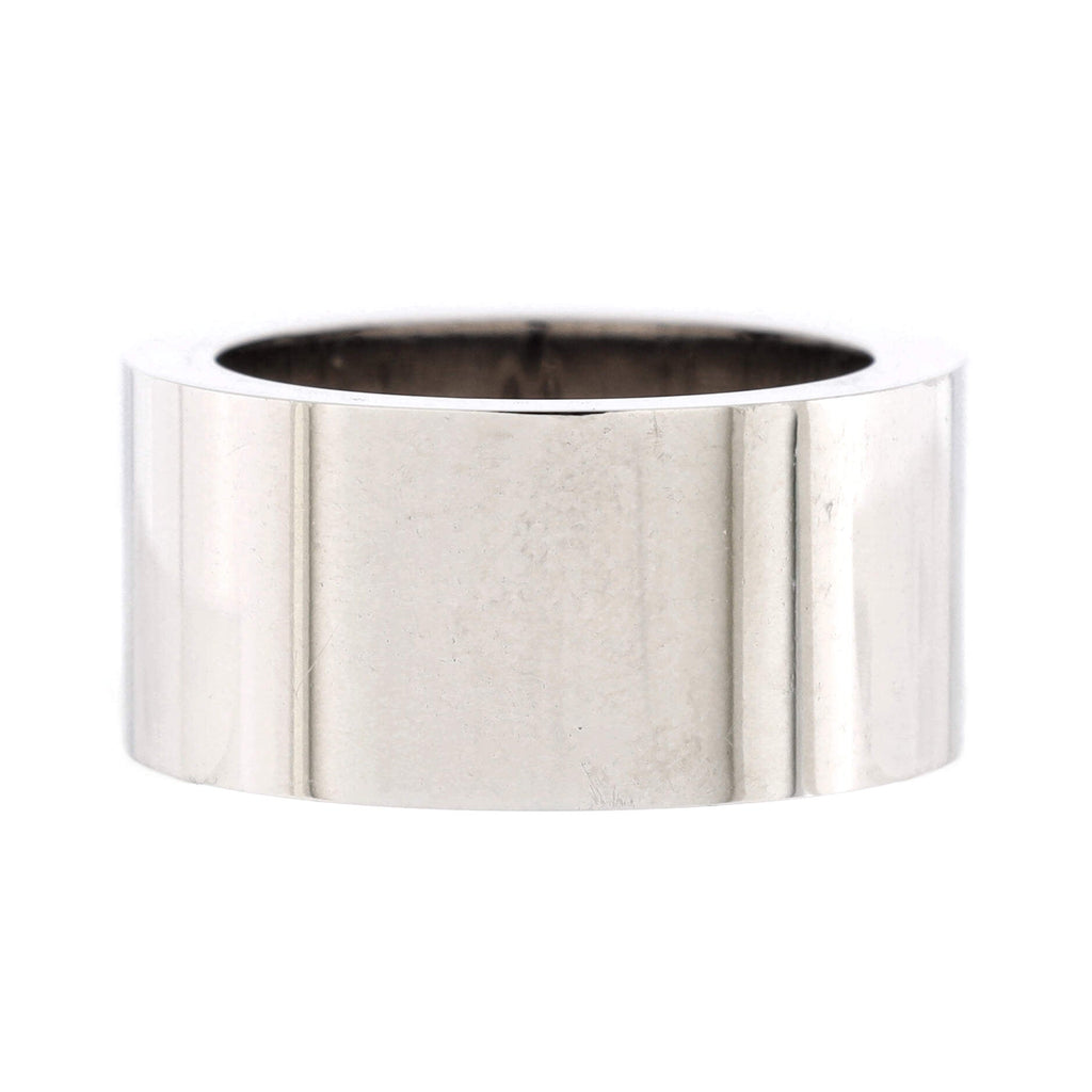 Wide Band Ring 18K White Gold with Amethyst and Diamonds