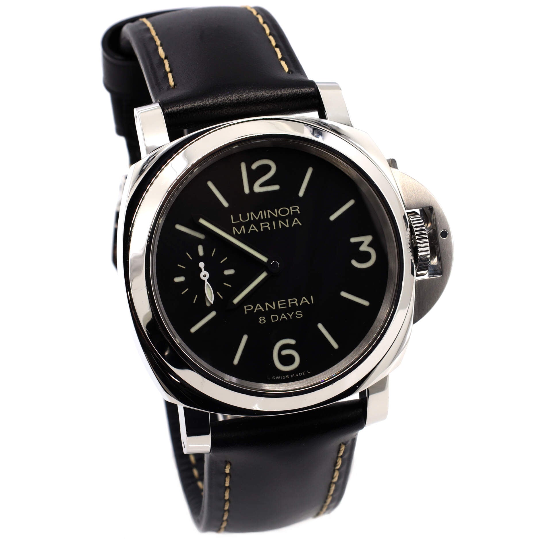 Luminor Marina 8 Days Acciaio Manual Watch Stainless Steel and Leather 44