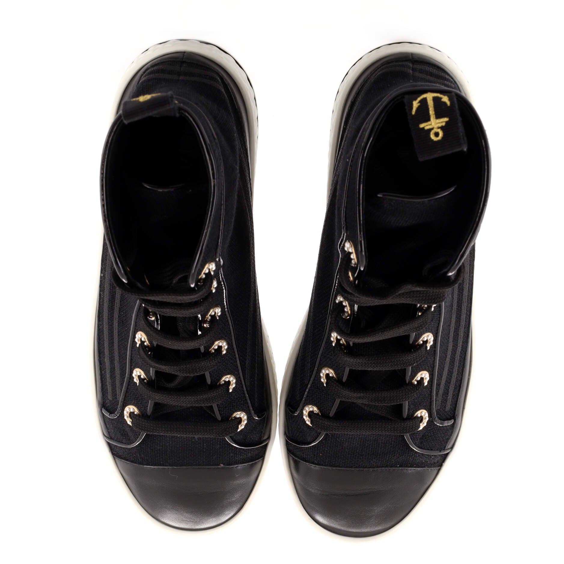 Women's CC Cap Toe High-Top Sneakers Canvas and Leather