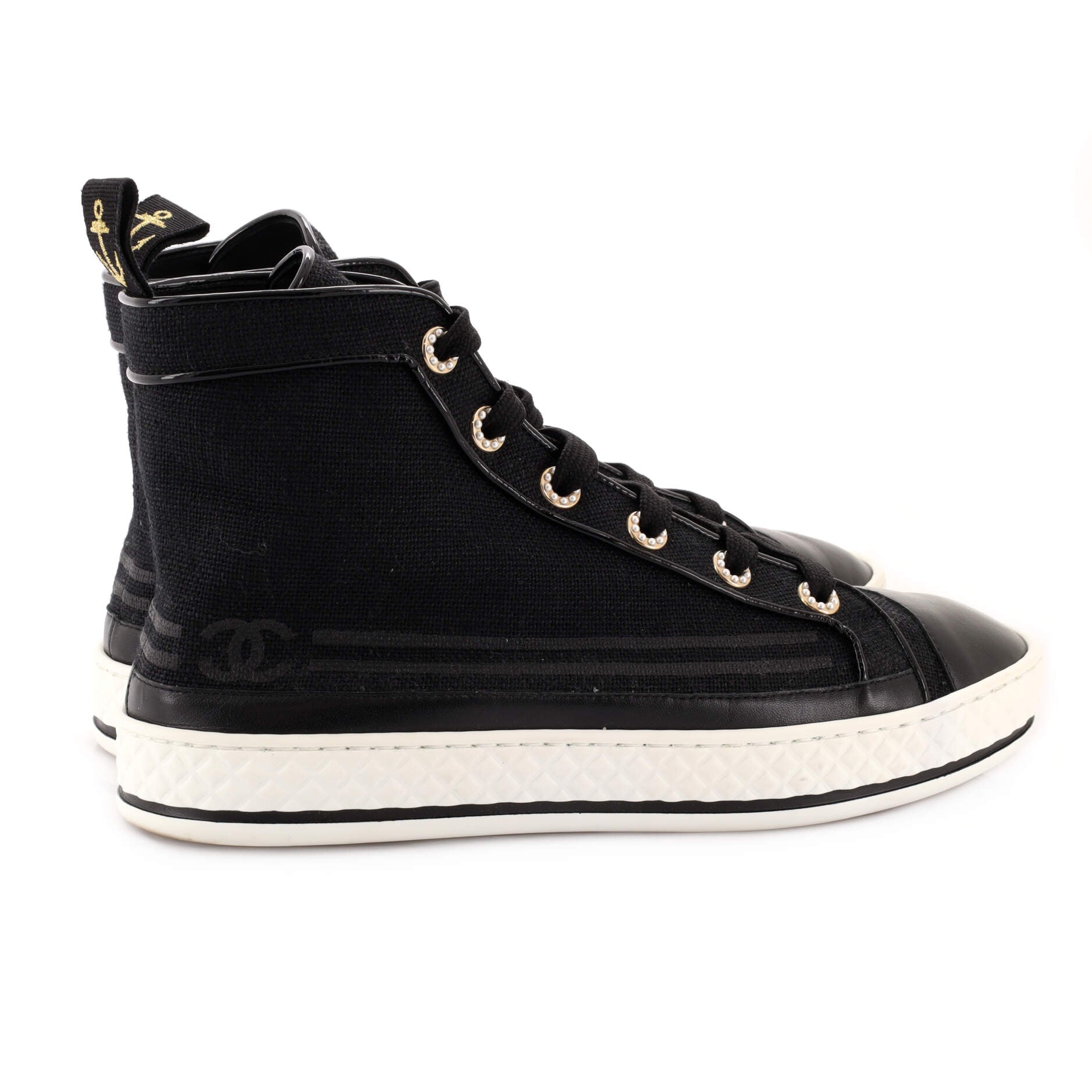 Women's CC Cap Toe High-Top Sneakers Canvas and Leather