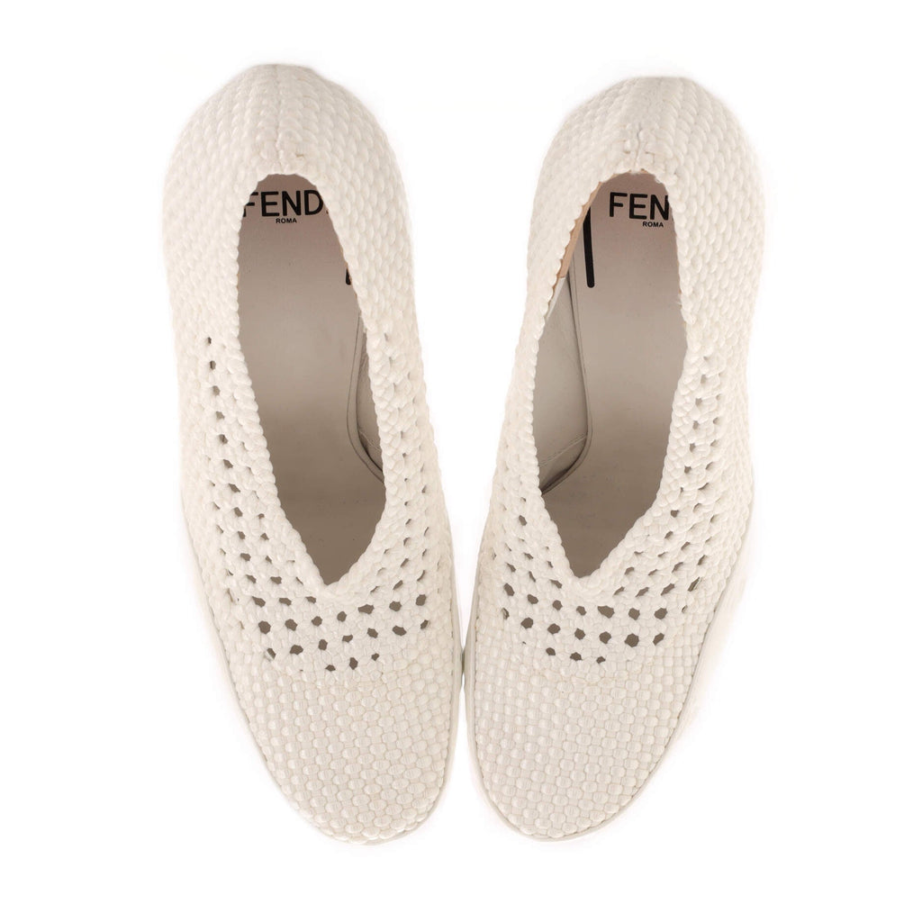 Women's FF Fishnet Pumps Woven Fabric with Leather