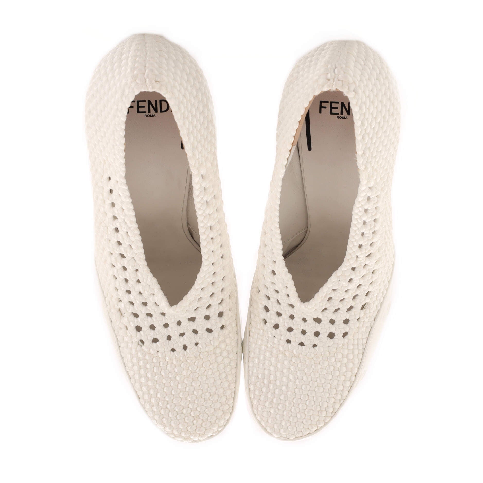 Women's FF Fishnet Pumps Woven Fabric with Leather