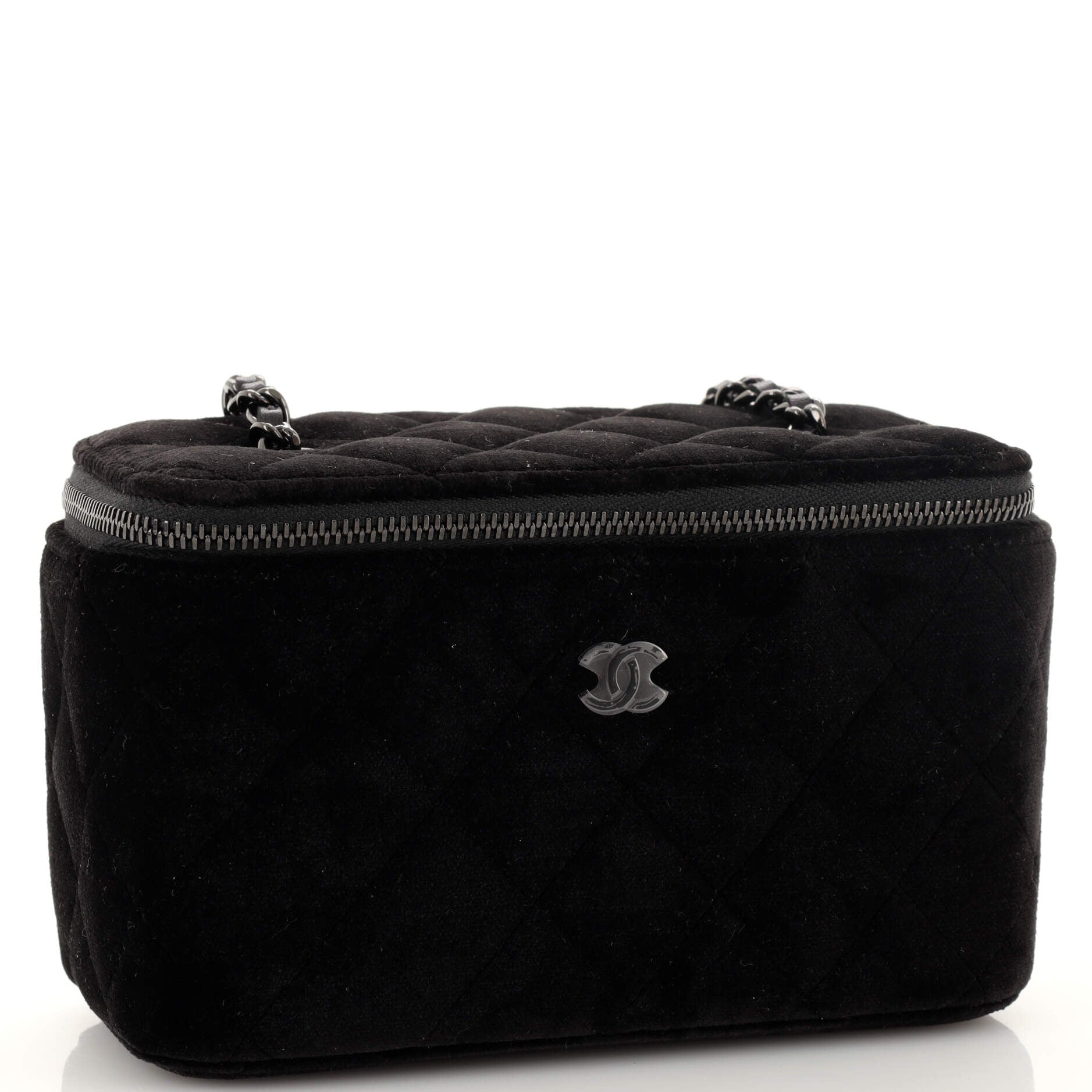 Classic Vanity Case with Chain Quilted Velvet Small