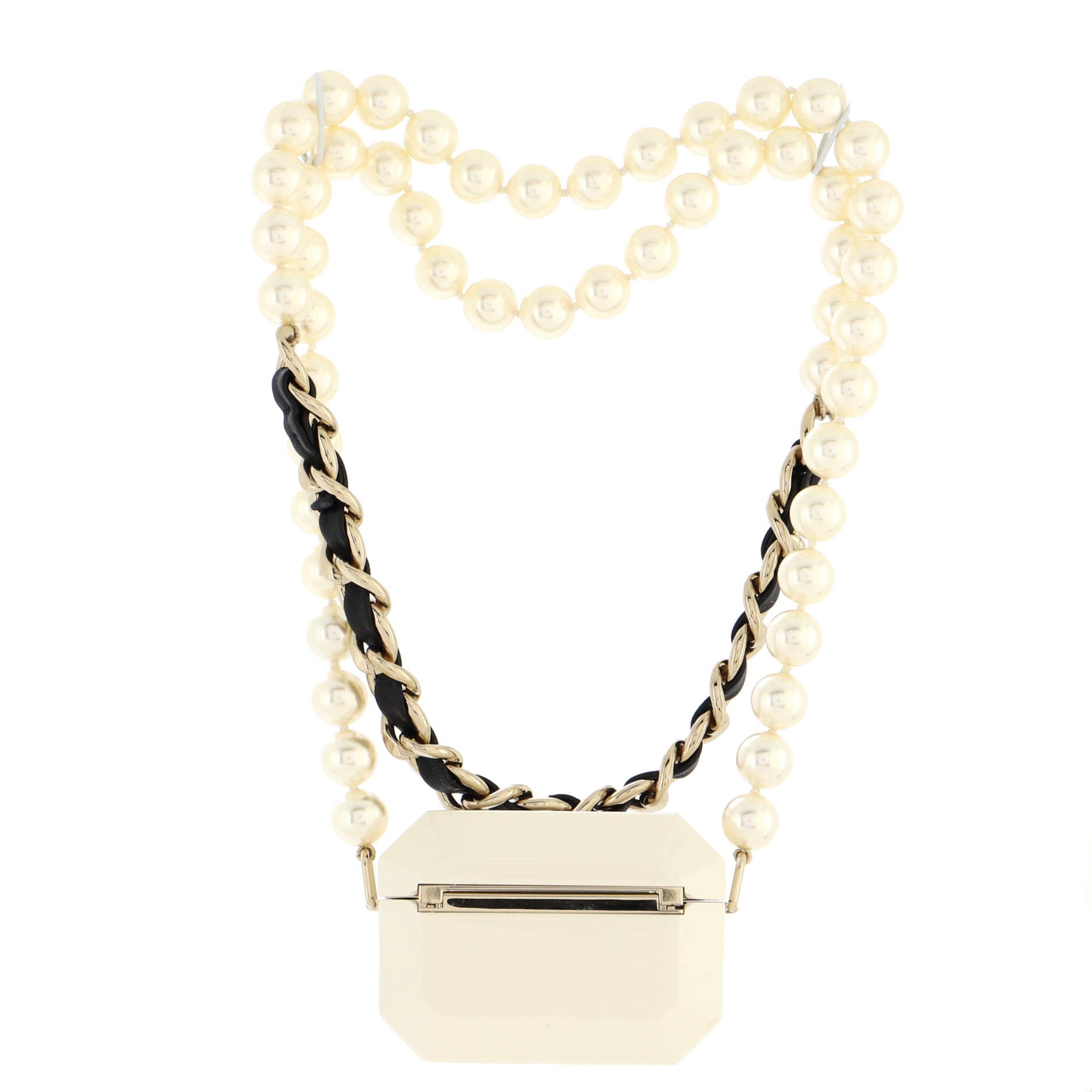 Airpods Case Pro Necklace Faux Pearls with Lambskin, Resin and Crystals