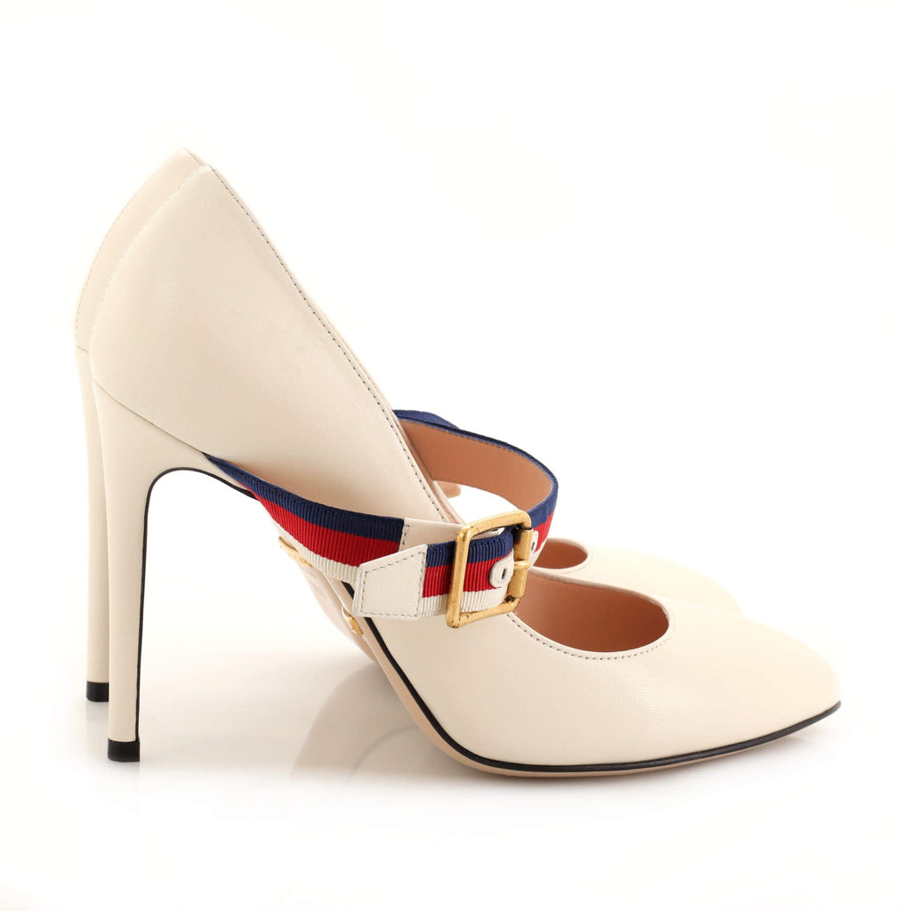Women's Sylvie Web Strap Pumps Leather