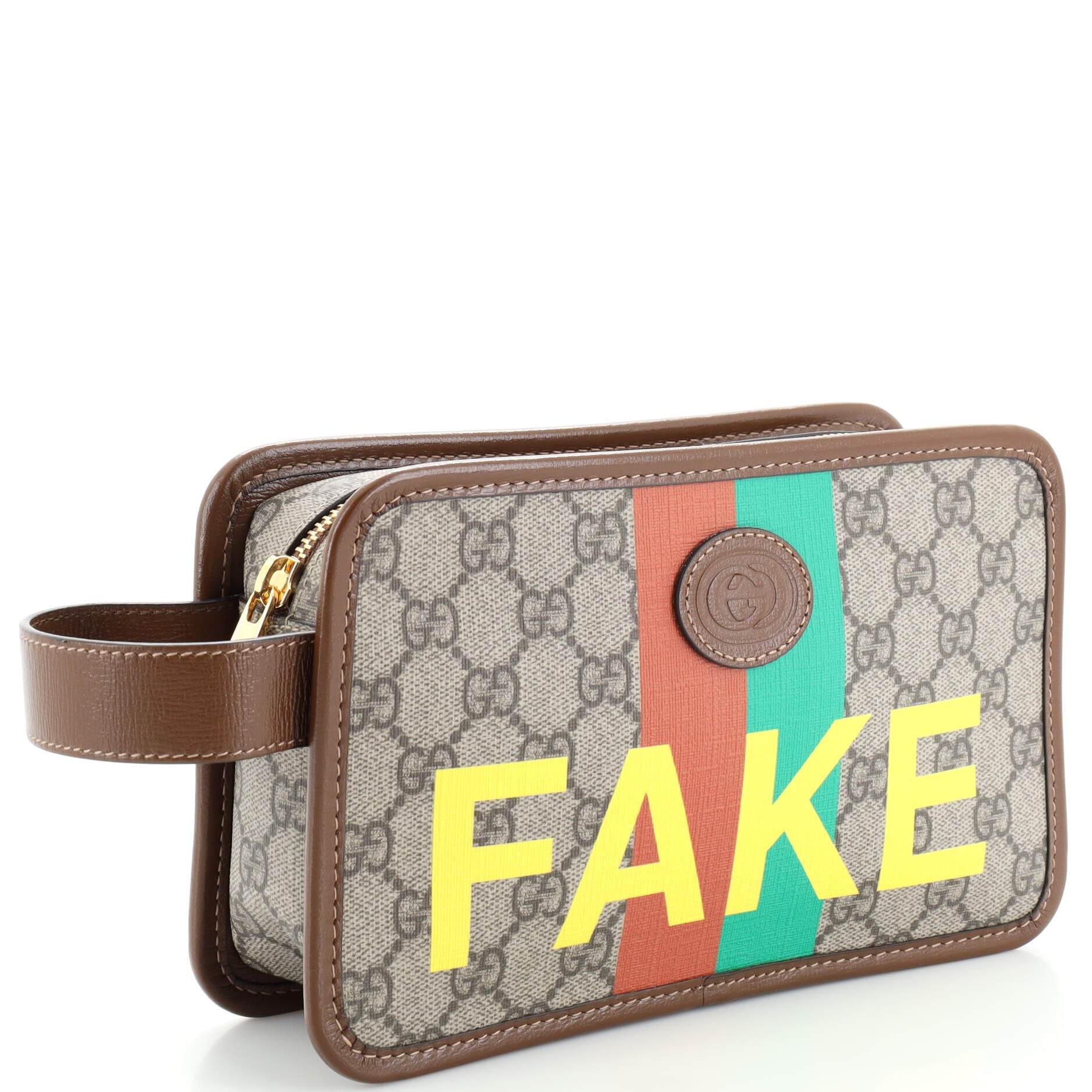 Fake/Not Cosmetic Case Printed GG Coated Canvas