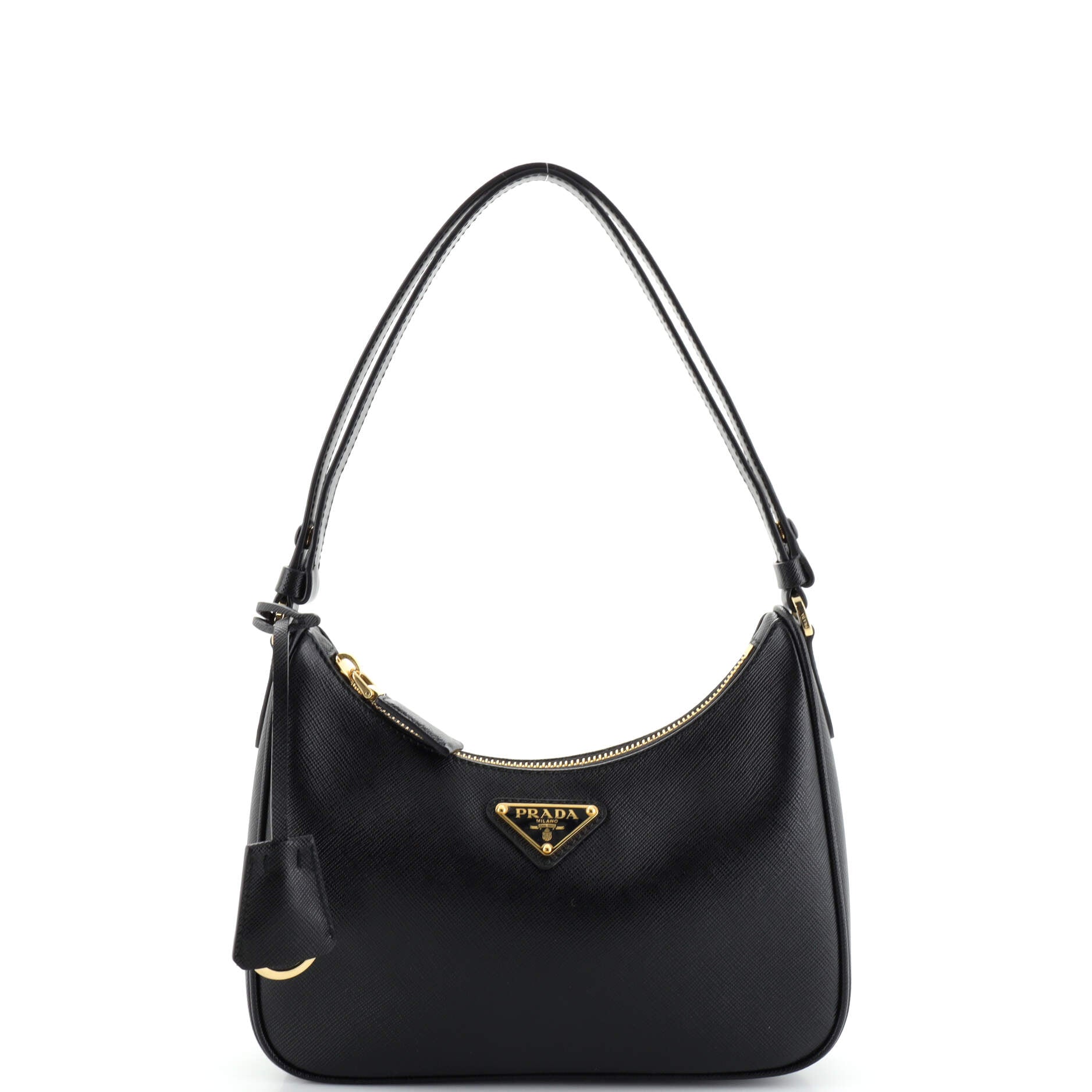Adjustable Handle Zip Hobo Saffiano Leather Mini
