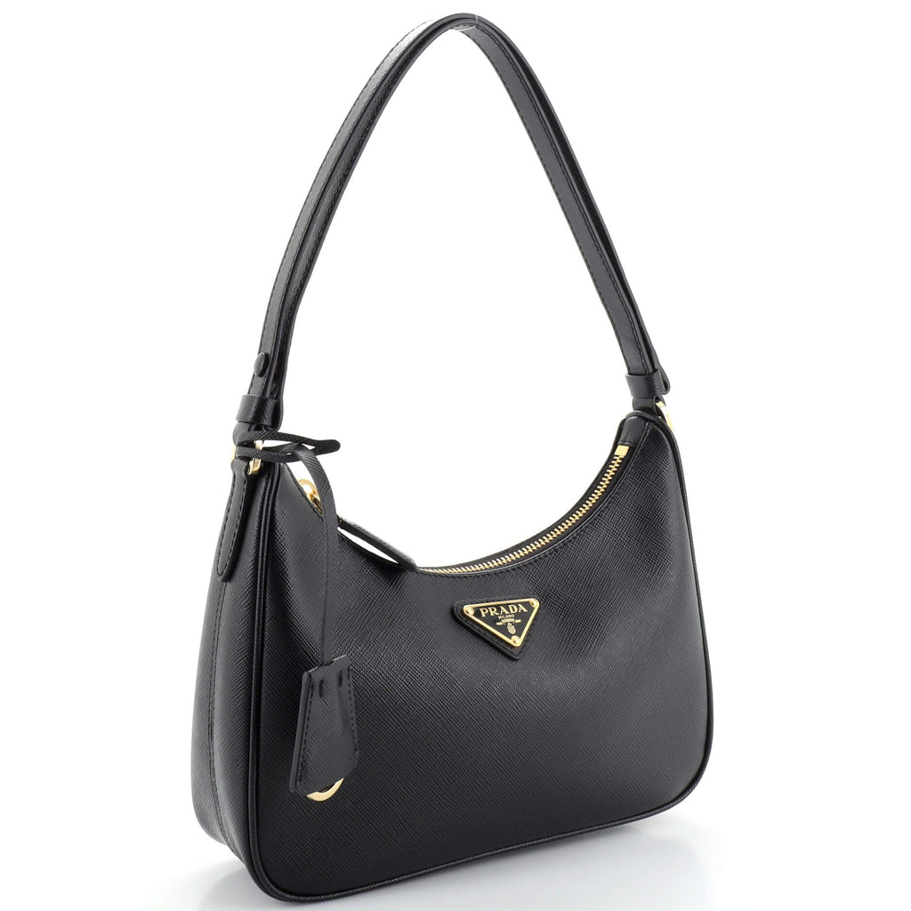 Adjustable Handle Zip Hobo Saffiano Leather Mini