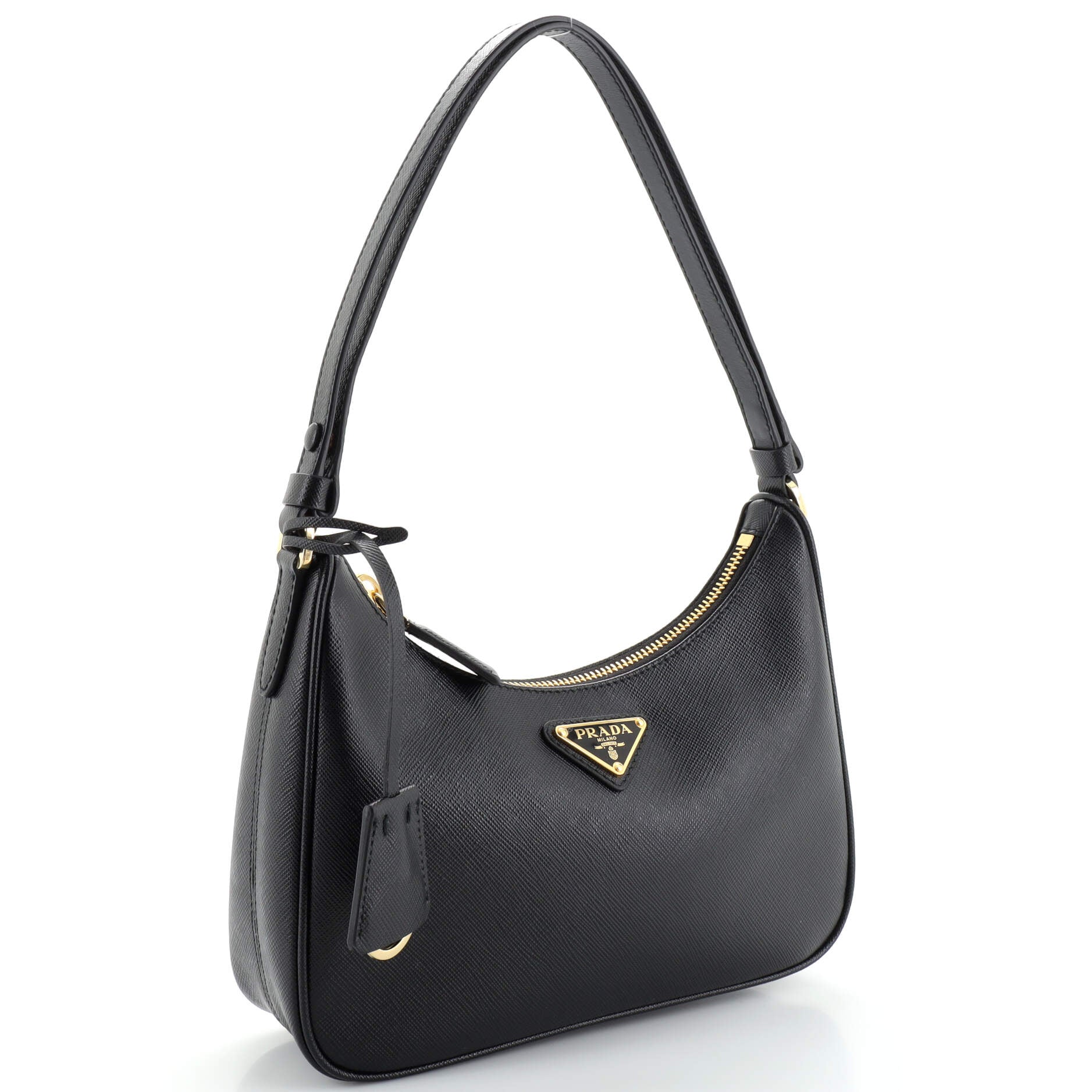 Adjustable Handle Zip Hobo Saffiano Leather Mini