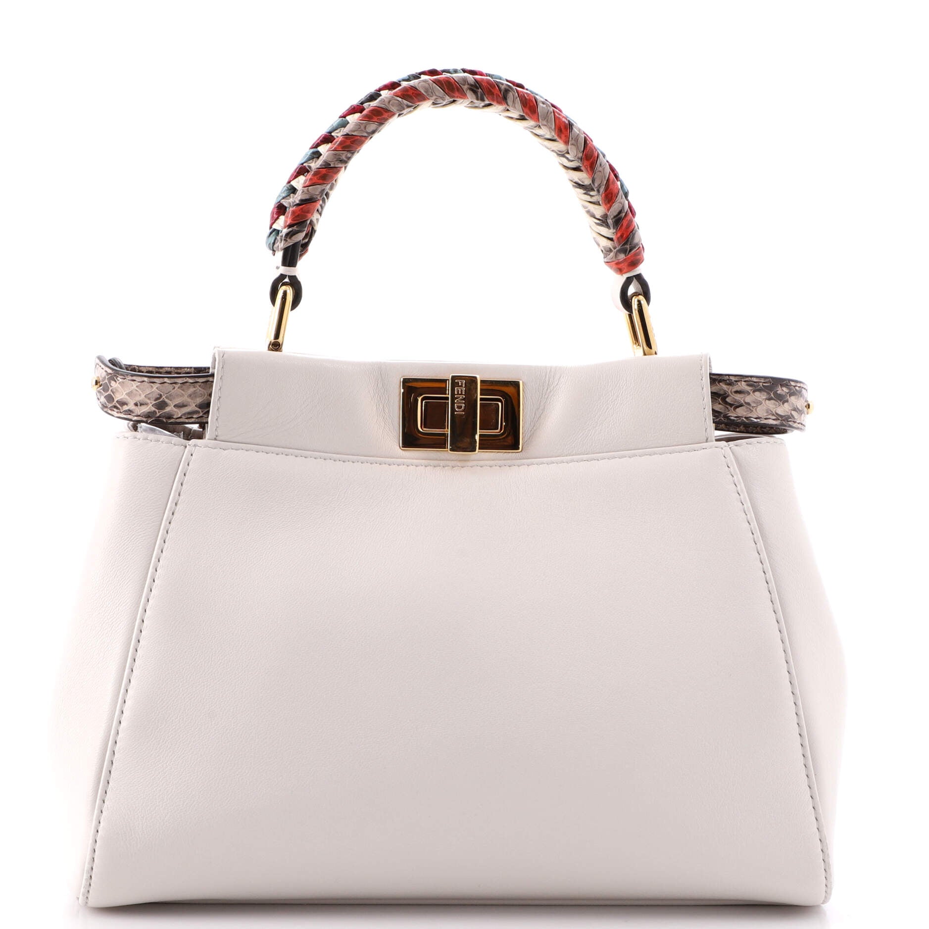 Peekaboo Bag Leather with Python Mini