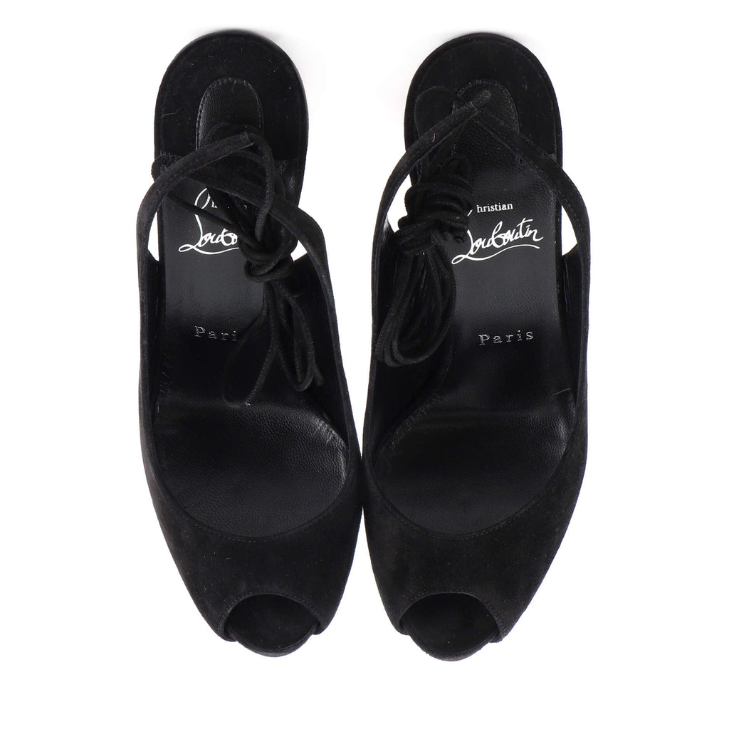 Women's Lace Up NVP Peep Toe Pumps Suede 120