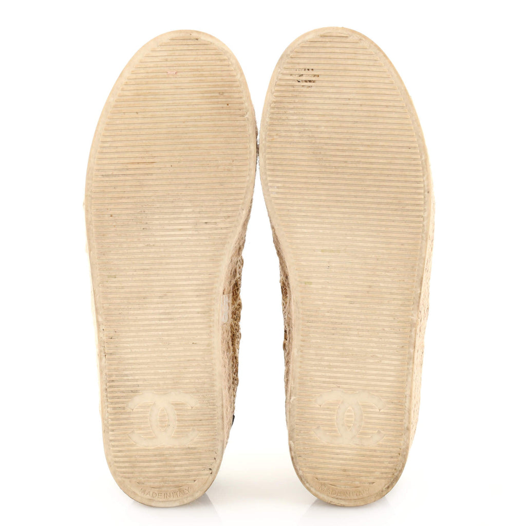 Women's CC Cap Toe Lace Up Espadrilles Woven Raffia