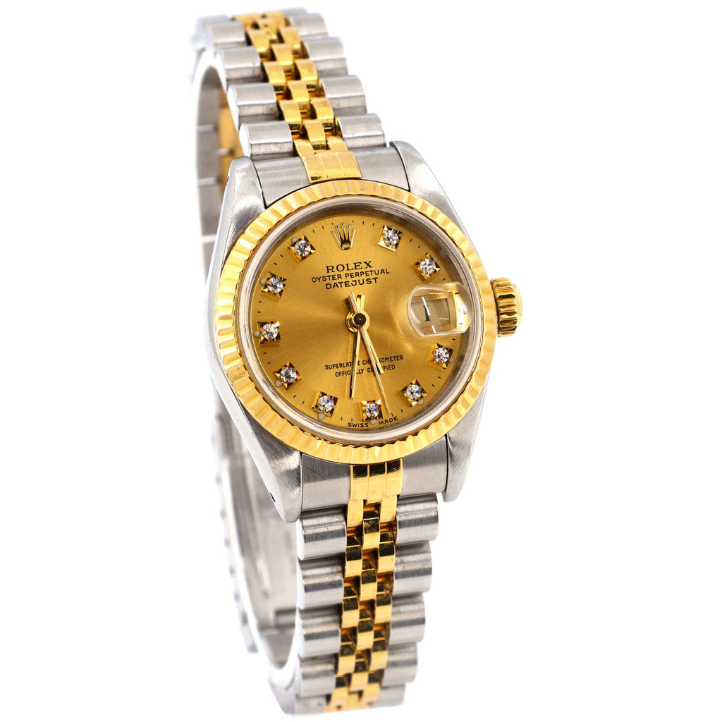 Oyster Perpetual Datejust Automatic Watch Stainless Steel and Yellow Gold with Diamond Markers 26