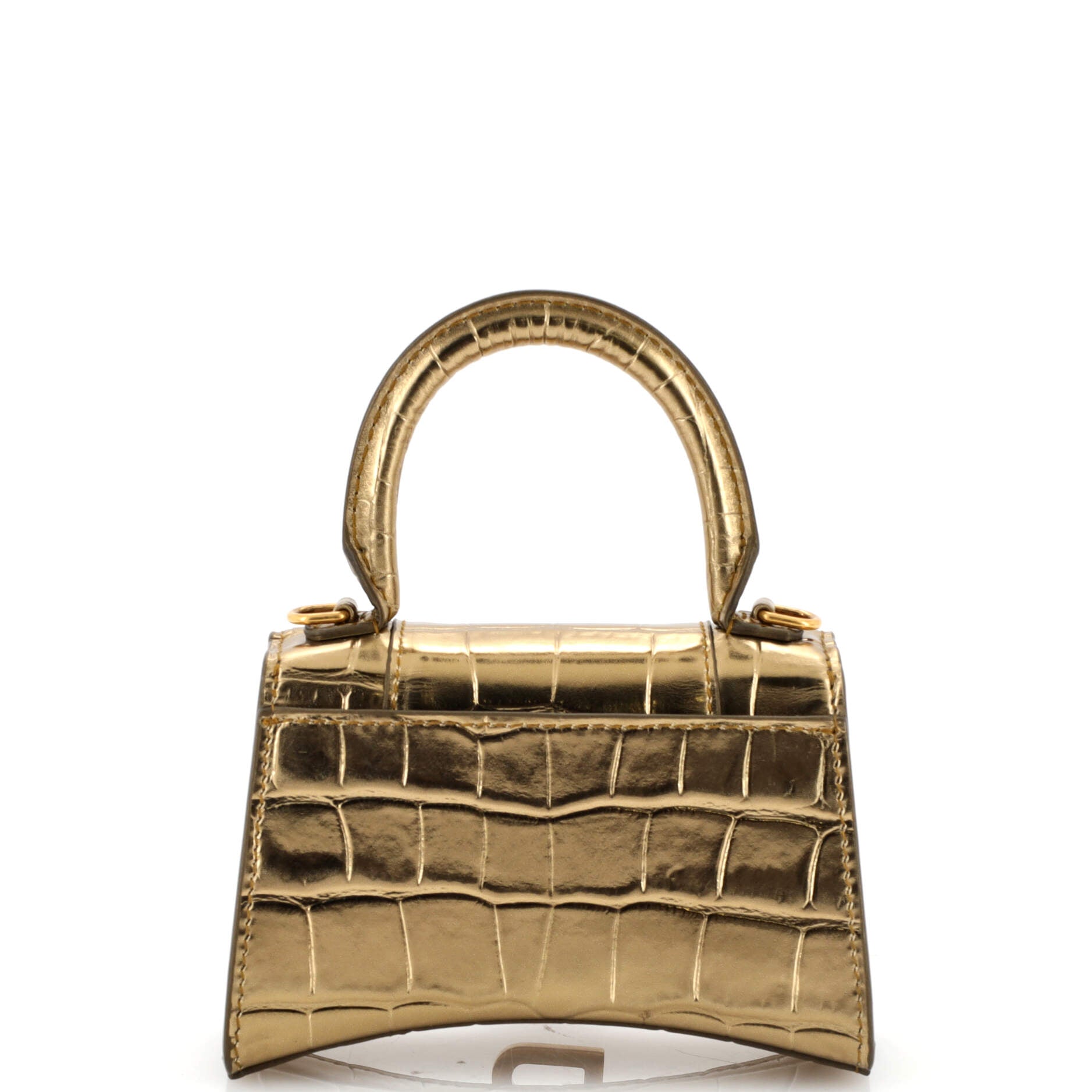 Hourglass Top Handle Bag Crocodile Embossed Leather Mini