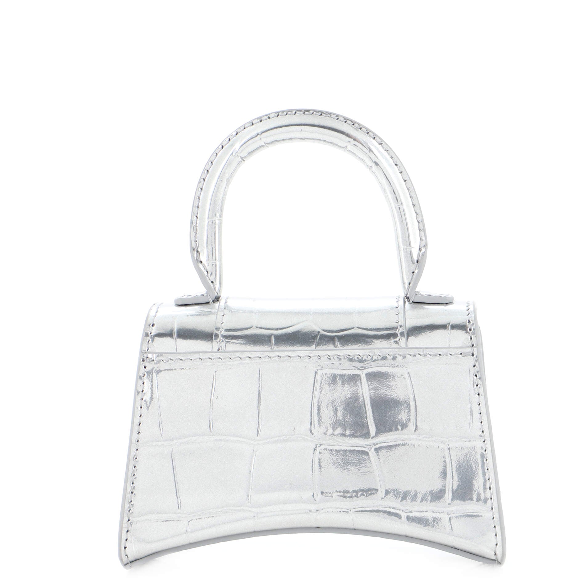 Hourglass Top Handle Bag Crocodile Embossed Leather Mini