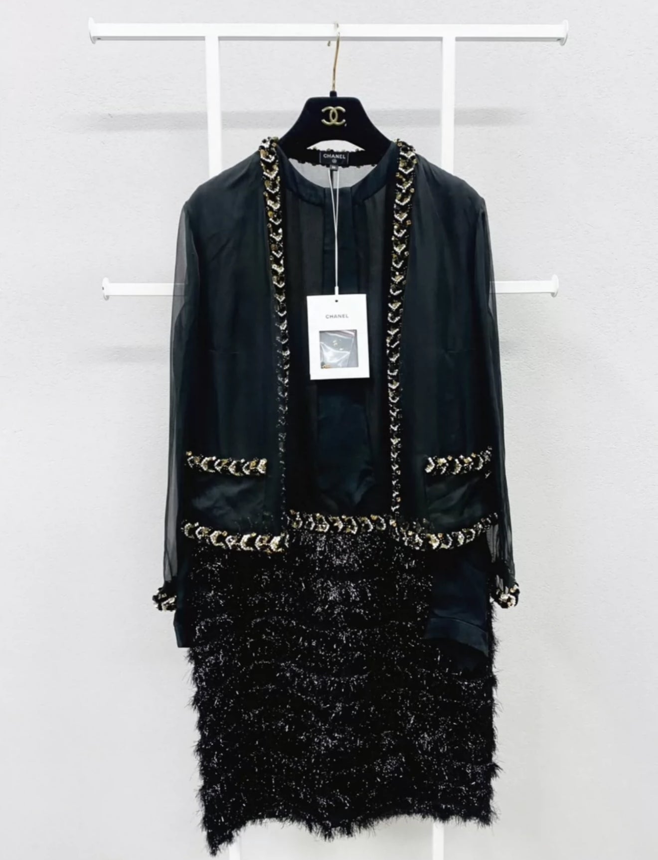 Chanel 21K black and silk organza Jacket and Dress