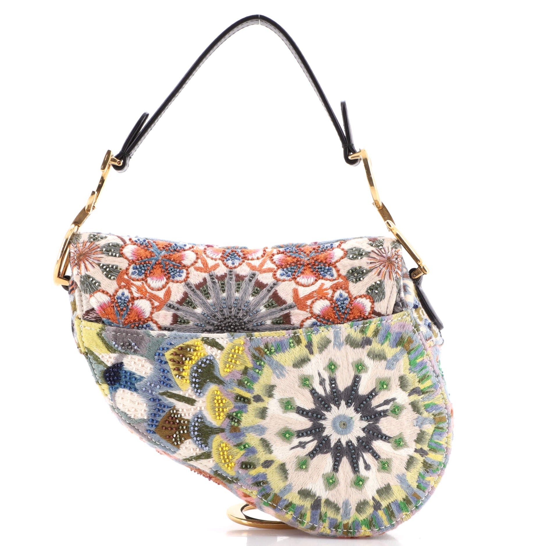 Saddle Handbag Beaded Embroidered KaleiDiorscopic Calfskin Mini