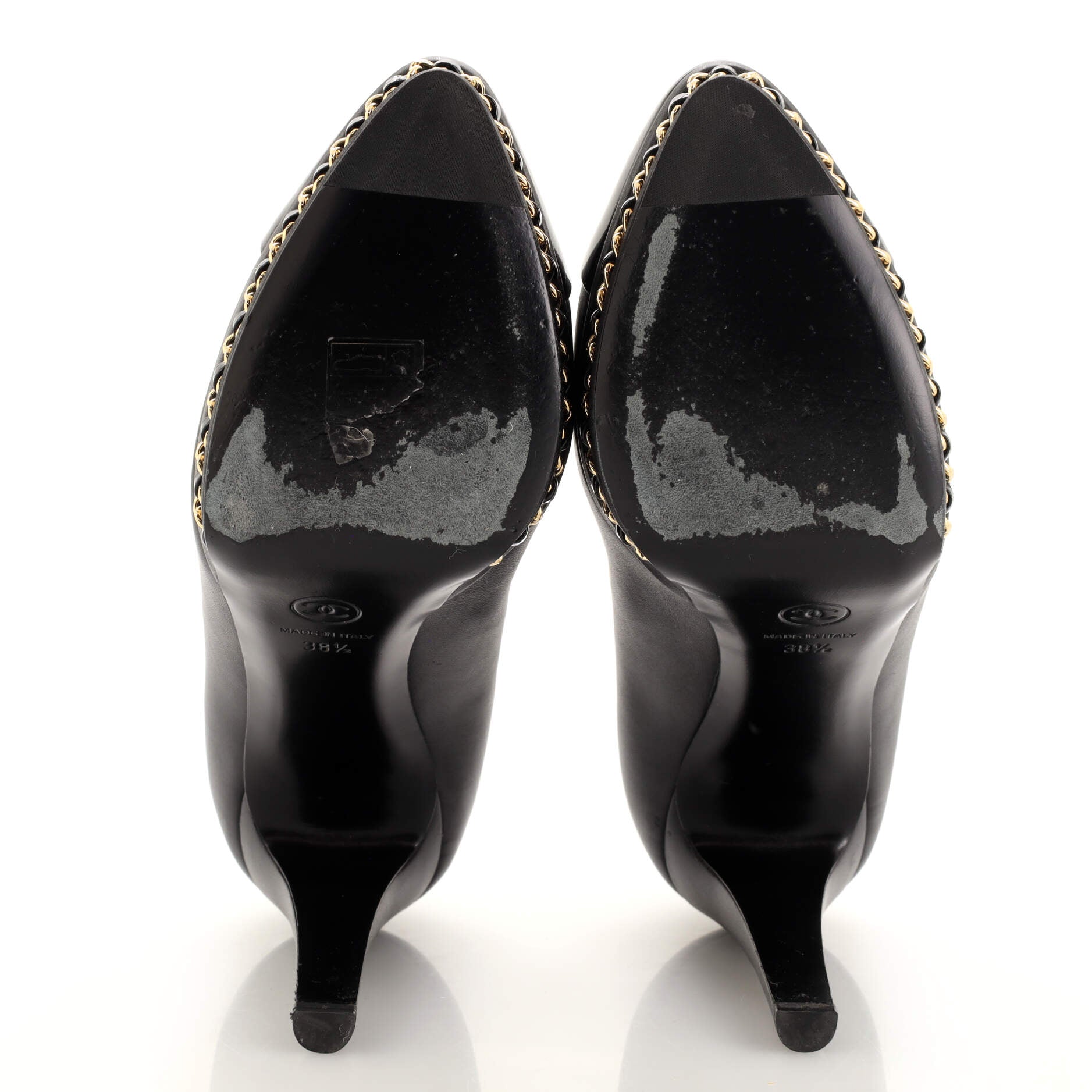 Women's CC Cap Toe Chain Around Pumps Leather