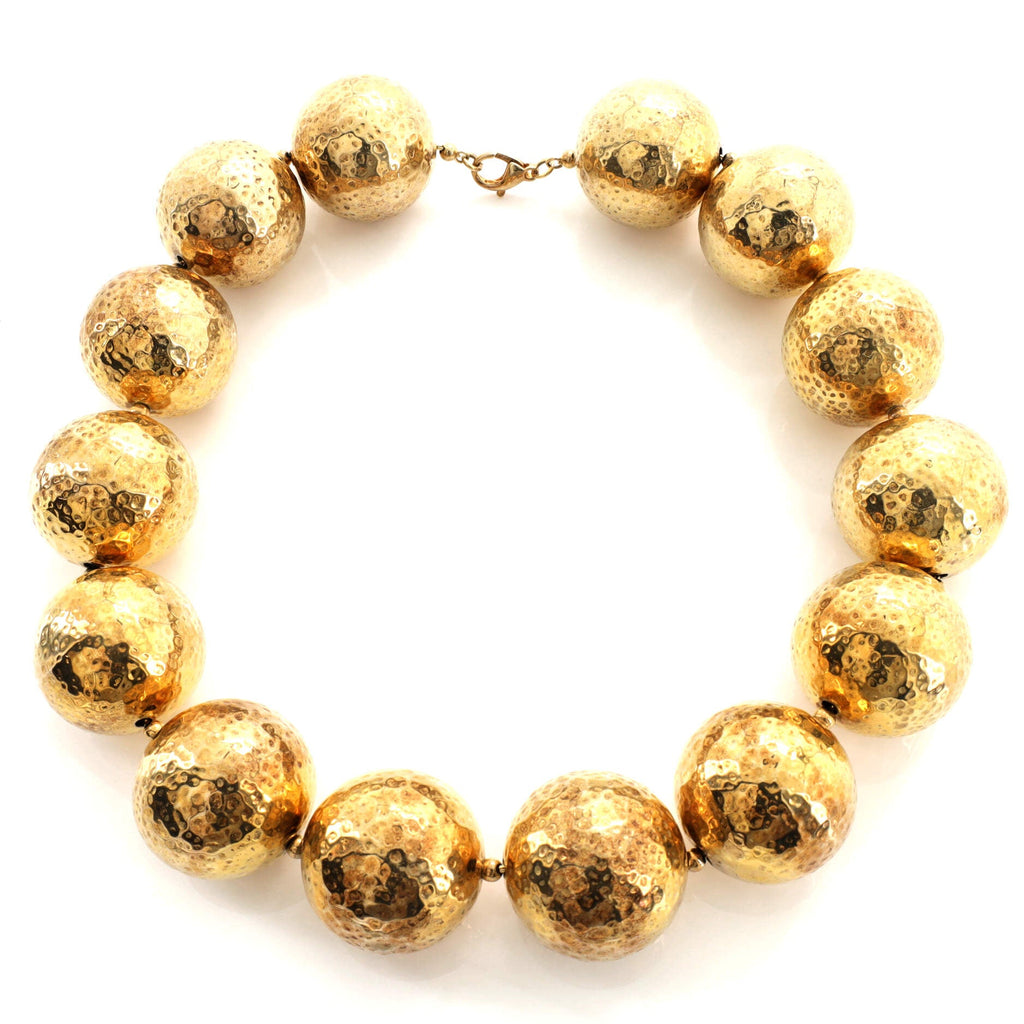 Sphere Choker Necklace Plated Hammered Metal