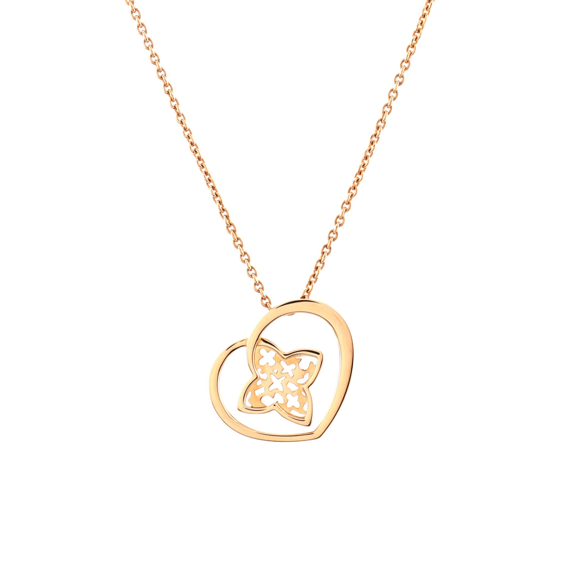 Coeur Heart Pendant Necklace 18K Rose Gold