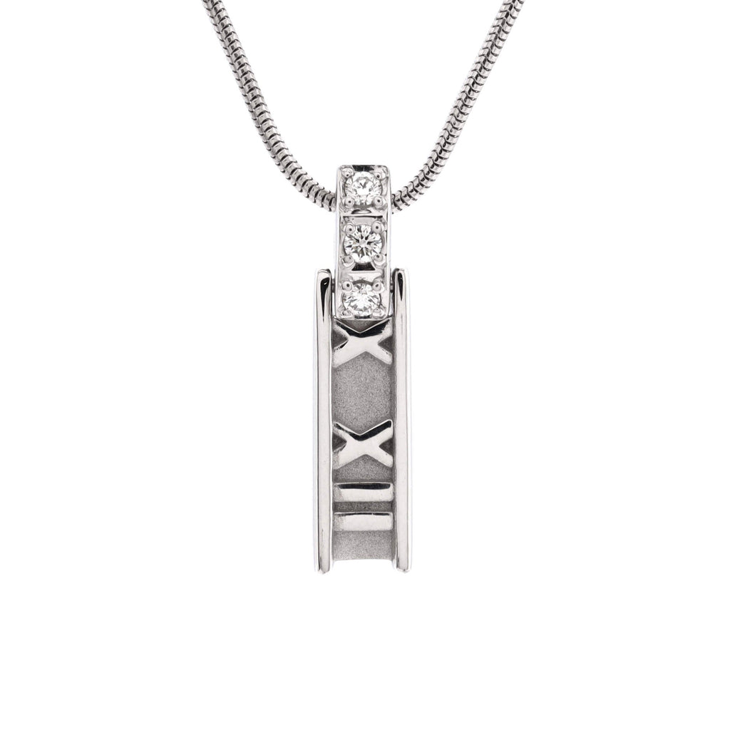 Atlas Bar Pendant Necklace 18K White Gold with Diamonds