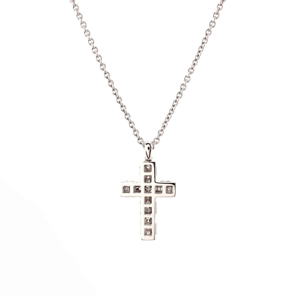 Latin Cross Necklace 18K White Gold and Diamonds