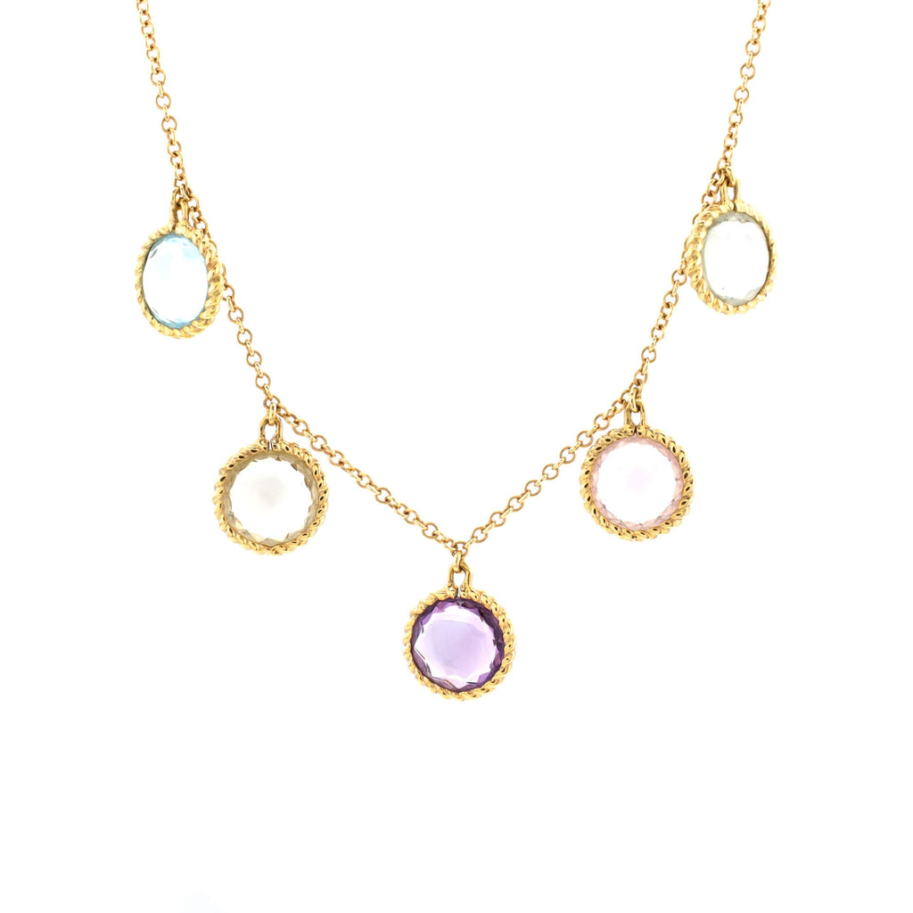 Ipanema Multi Charm Necklace 18K Yellow Gold with Multicolor Gemstones
