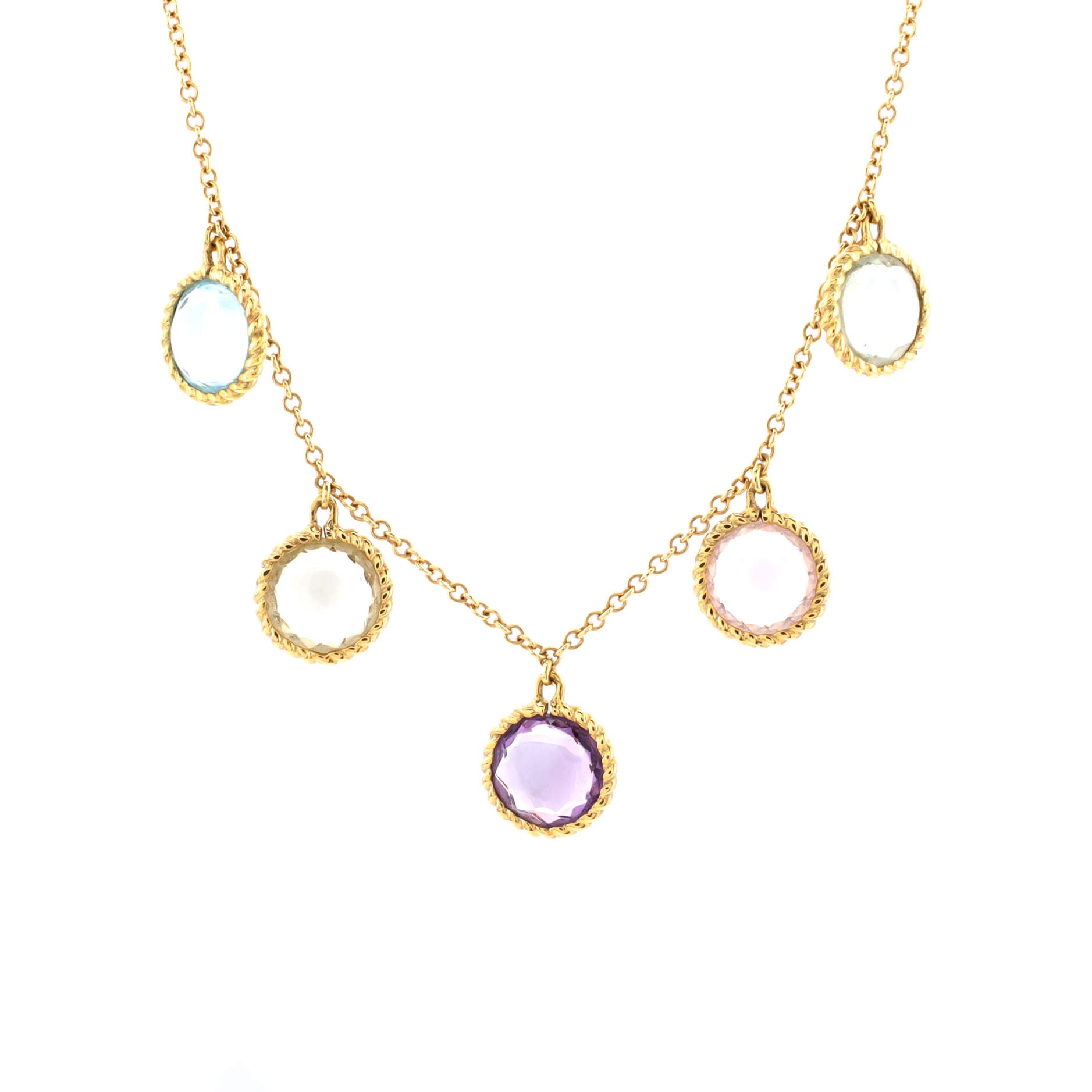 Ipanema Multi Charm Necklace 18K Yellow Gold with Multicolor Gemstones