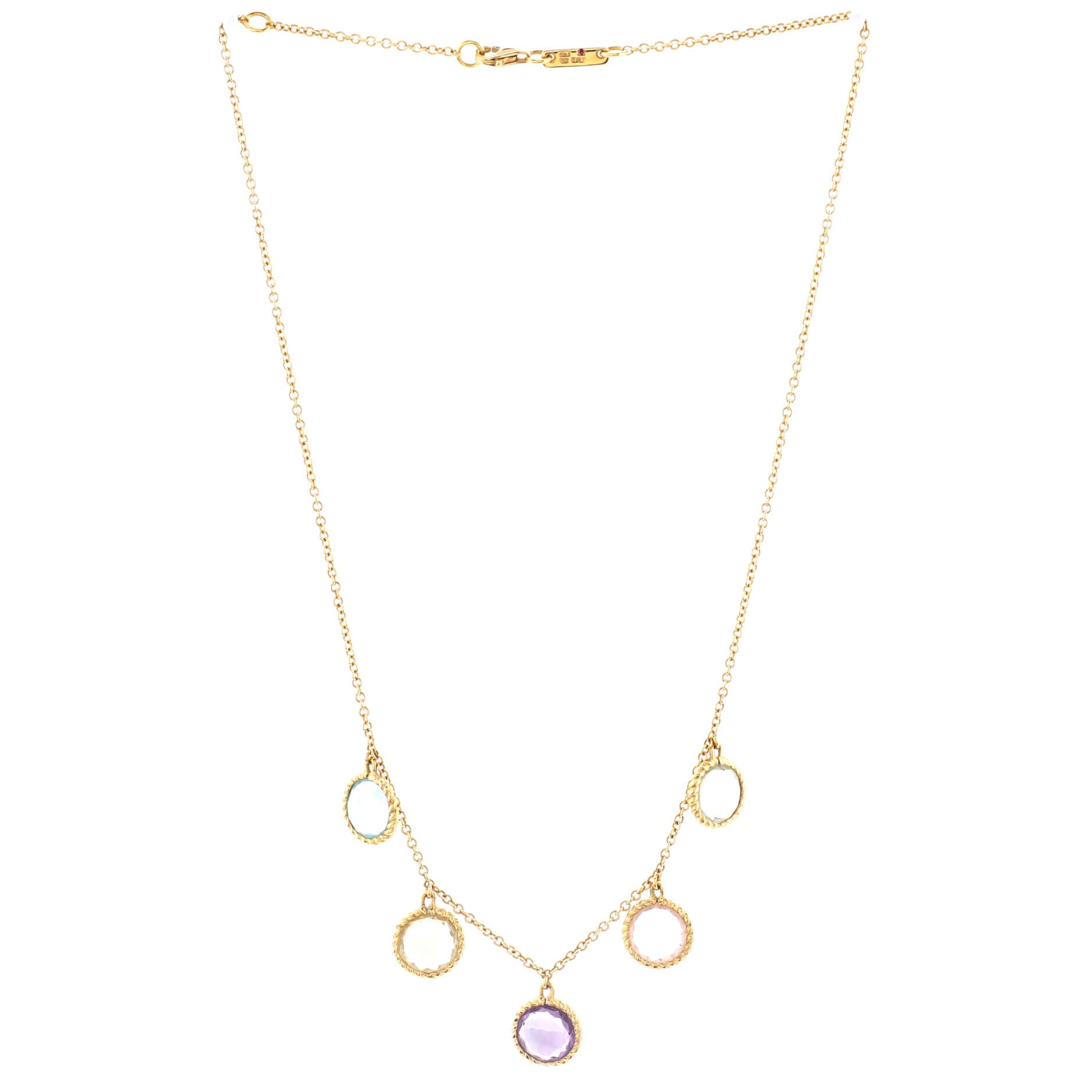 Ipanema Multi Charm Necklace 18K Yellow Gold with Multicolor Gemstones