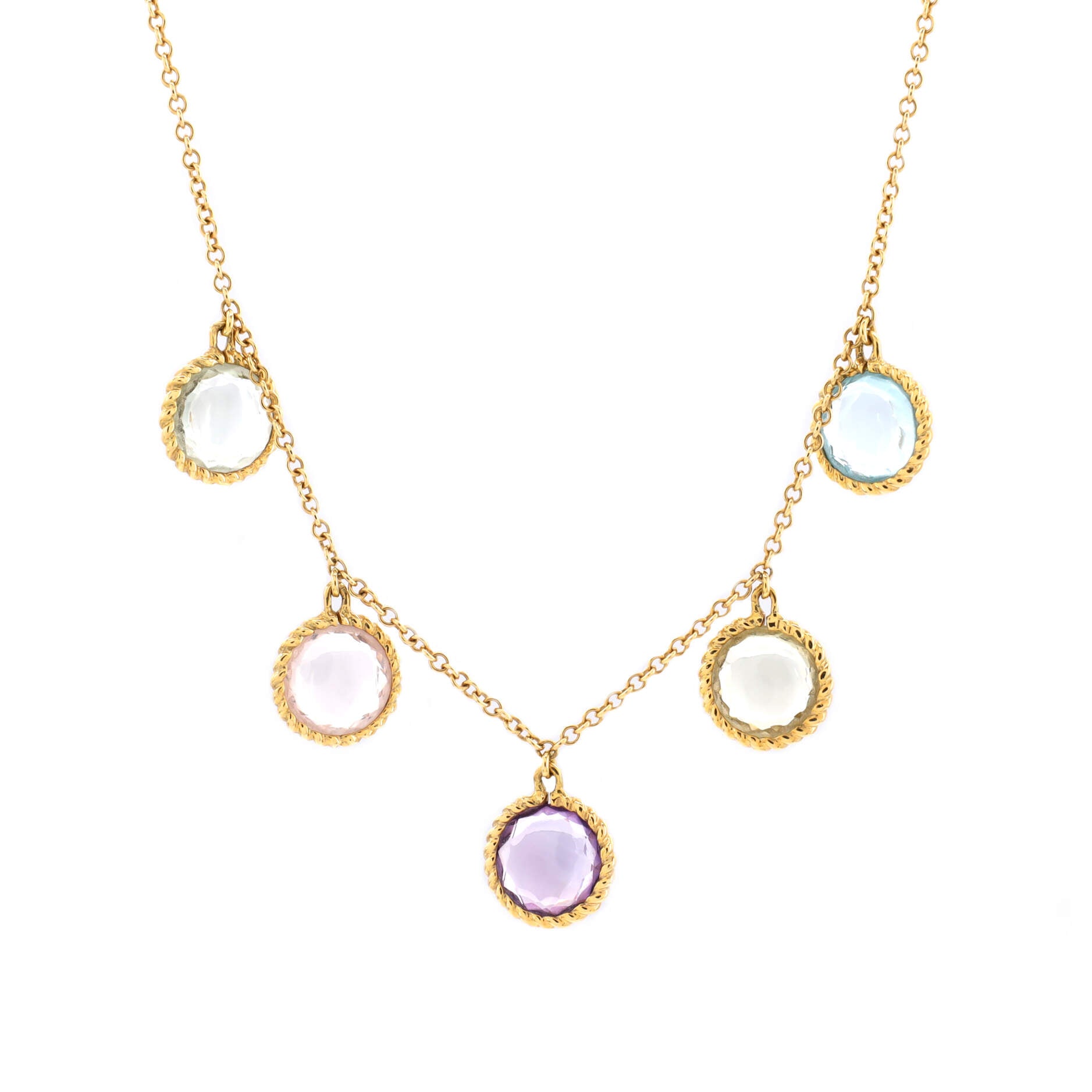 Ipanema Multi Charm Necklace 18K Yellow Gold with Multicolor Gemstones