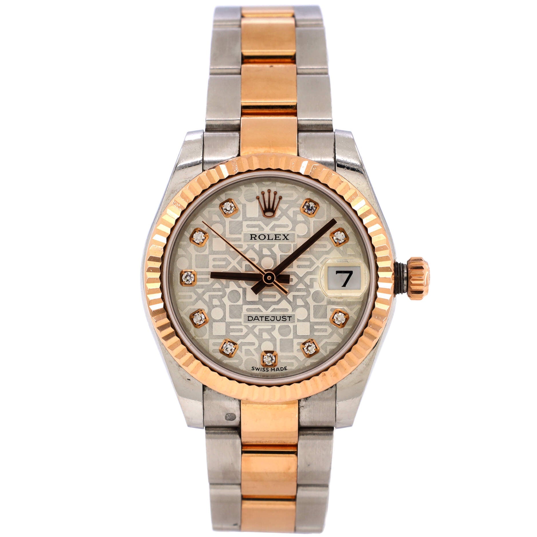 Oyster Perpetual Datejust Automatic Watch Stainless Steel and Rose Gold with Diamond Markers 31
