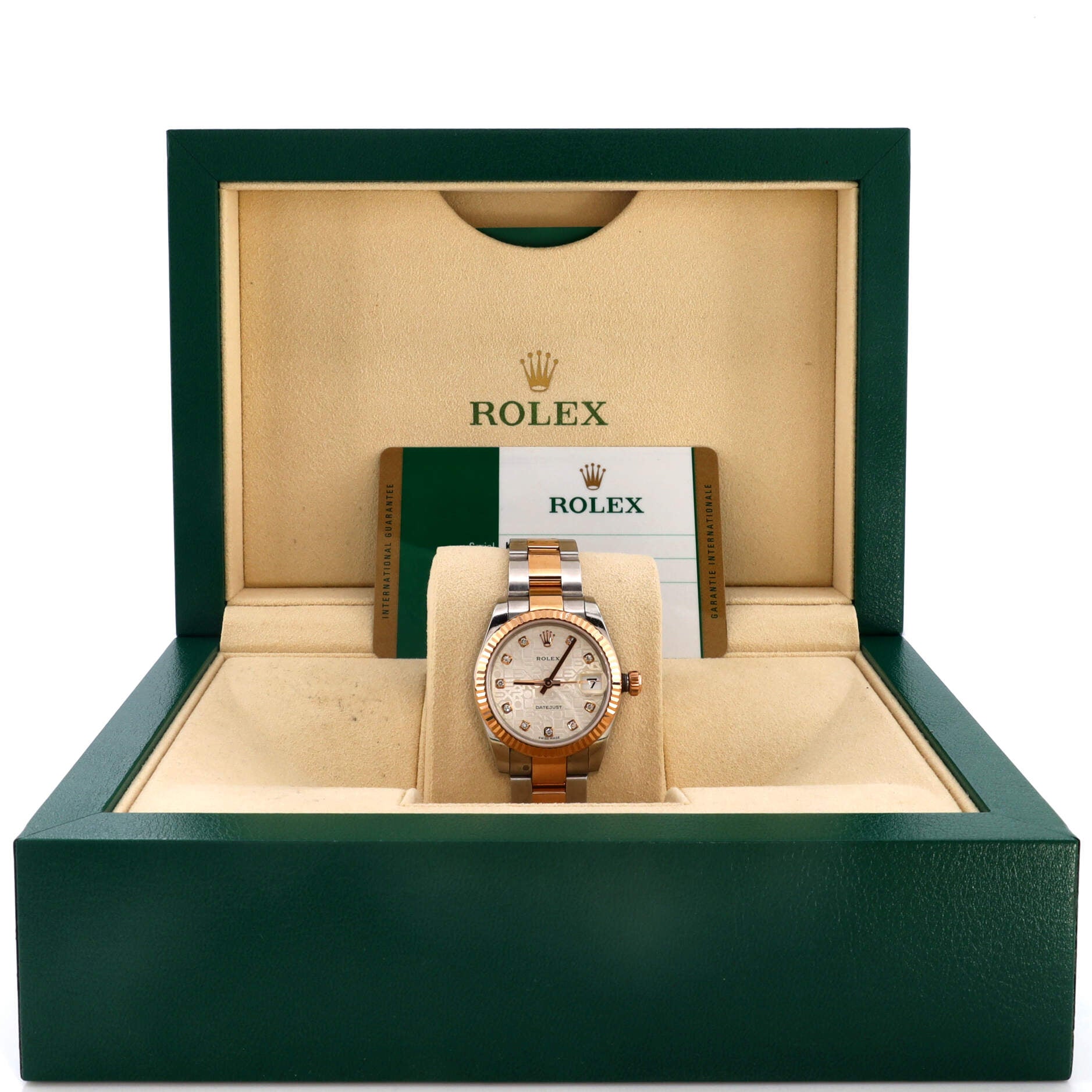 Oyster Perpetual Datejust Automatic Watch Stainless Steel and Rose Gold with Diamond Markers 31